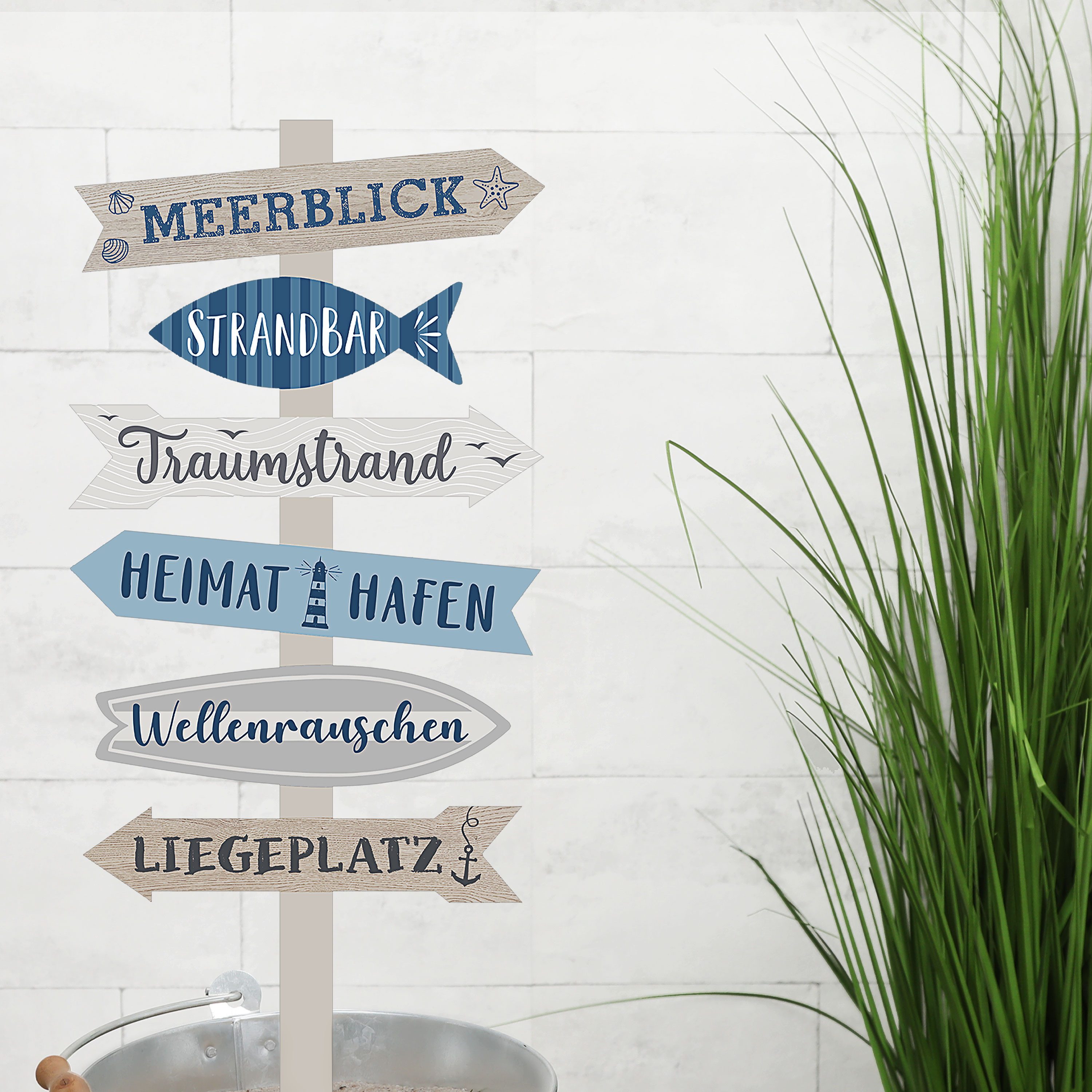 CEPEWA Hinweisschild Strandschild Wegweiser maritim Schild Holz 76cm Gartendeko 6 Planken – Bild 3 von 5