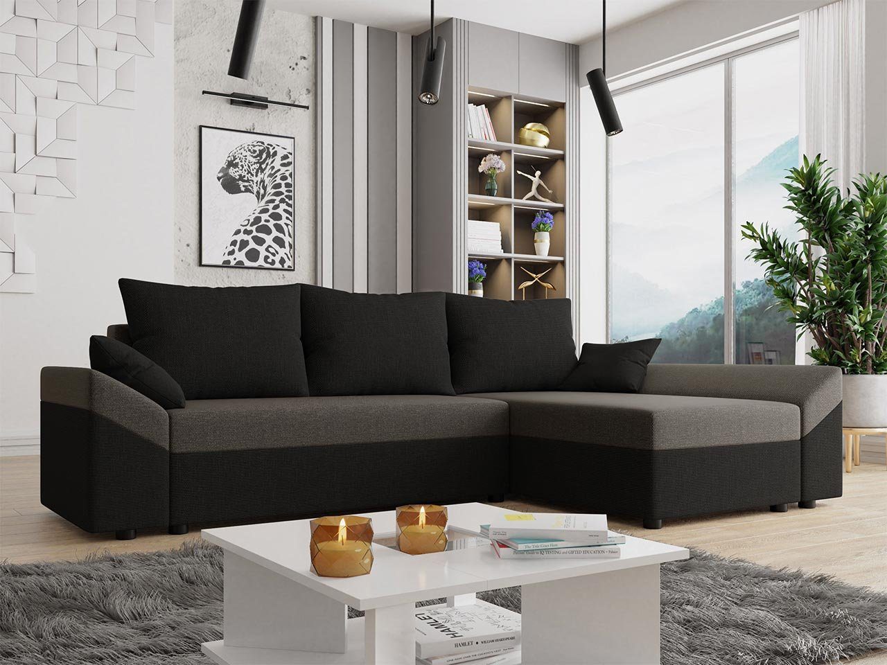 MIRJAN24 Ecksofa L mit und universell, L-Form Dante Schlaffunktion Lux, mane Ecksofa, 3 Sitzer Sofa Bettkasten