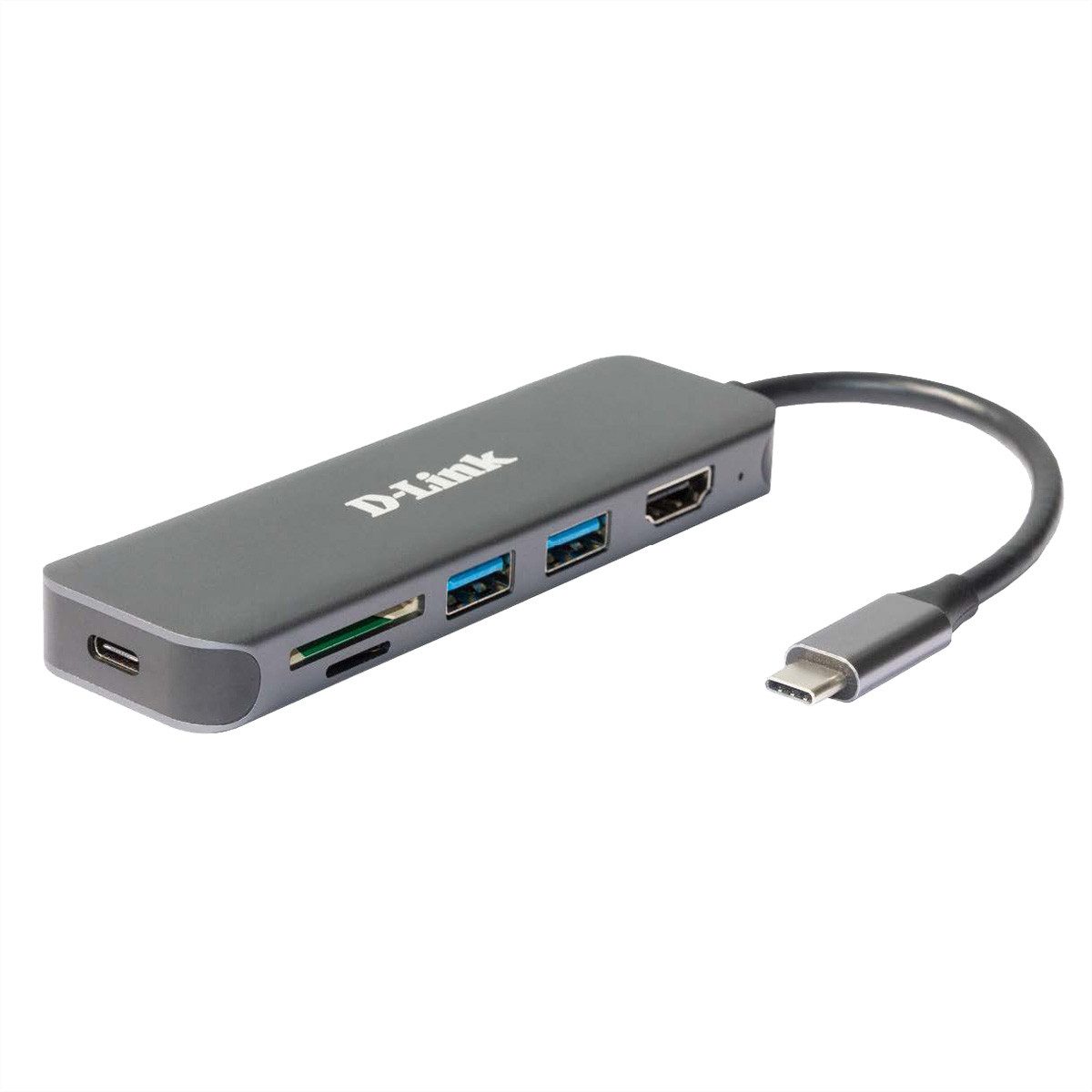 D-Link DUB-2327 6-in-1 USB-C Hub mit HDMI/Card Reader/Power Delivery Computer-Adapter USB Typ C (USB-C) Männlich (Stecker) zu HDMI Typ A Weiblich (Buchse)
