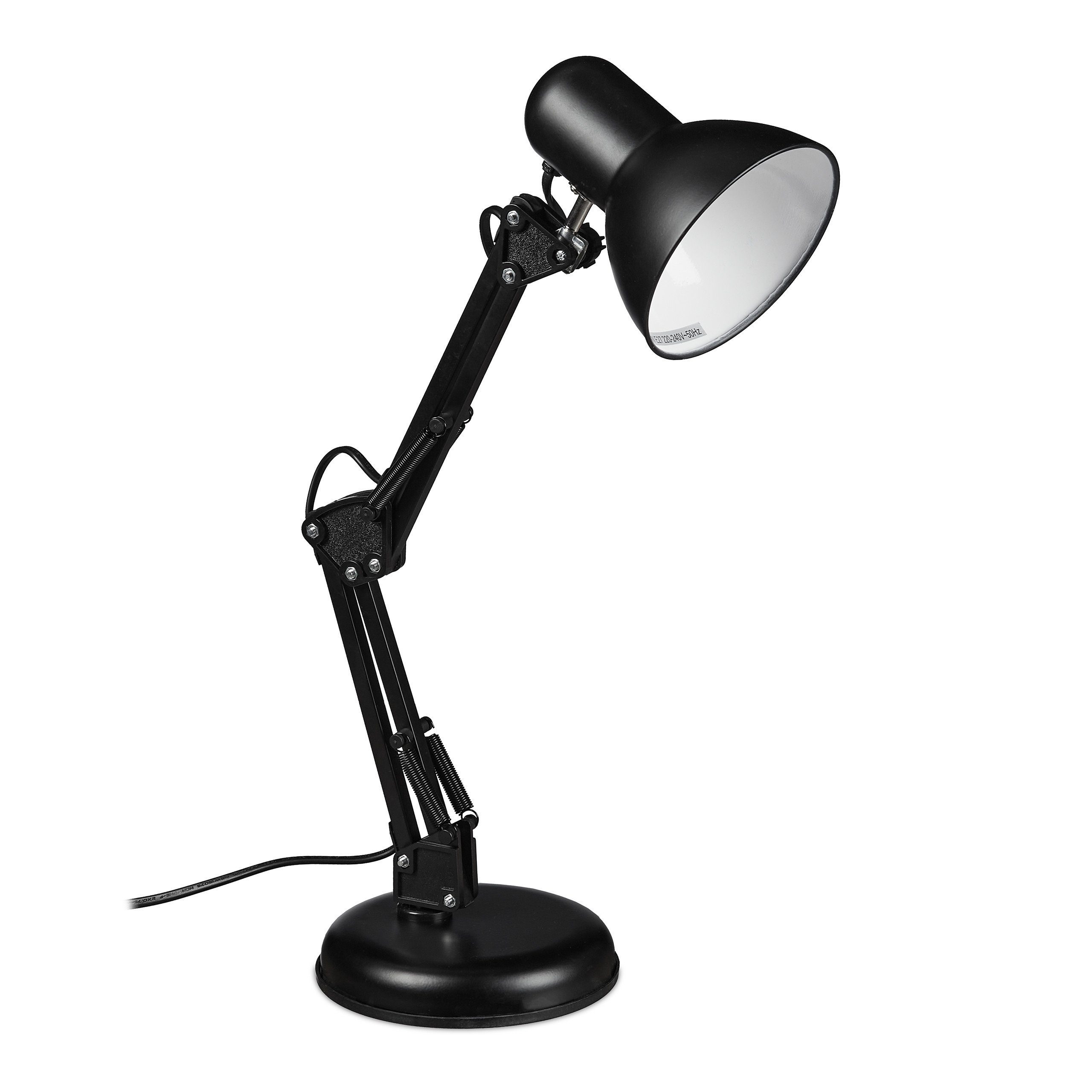 Leuchtmittel Schwarz Schreibtischlampe relaxdays Gelenk, Schreibtischlampe in ohne mit