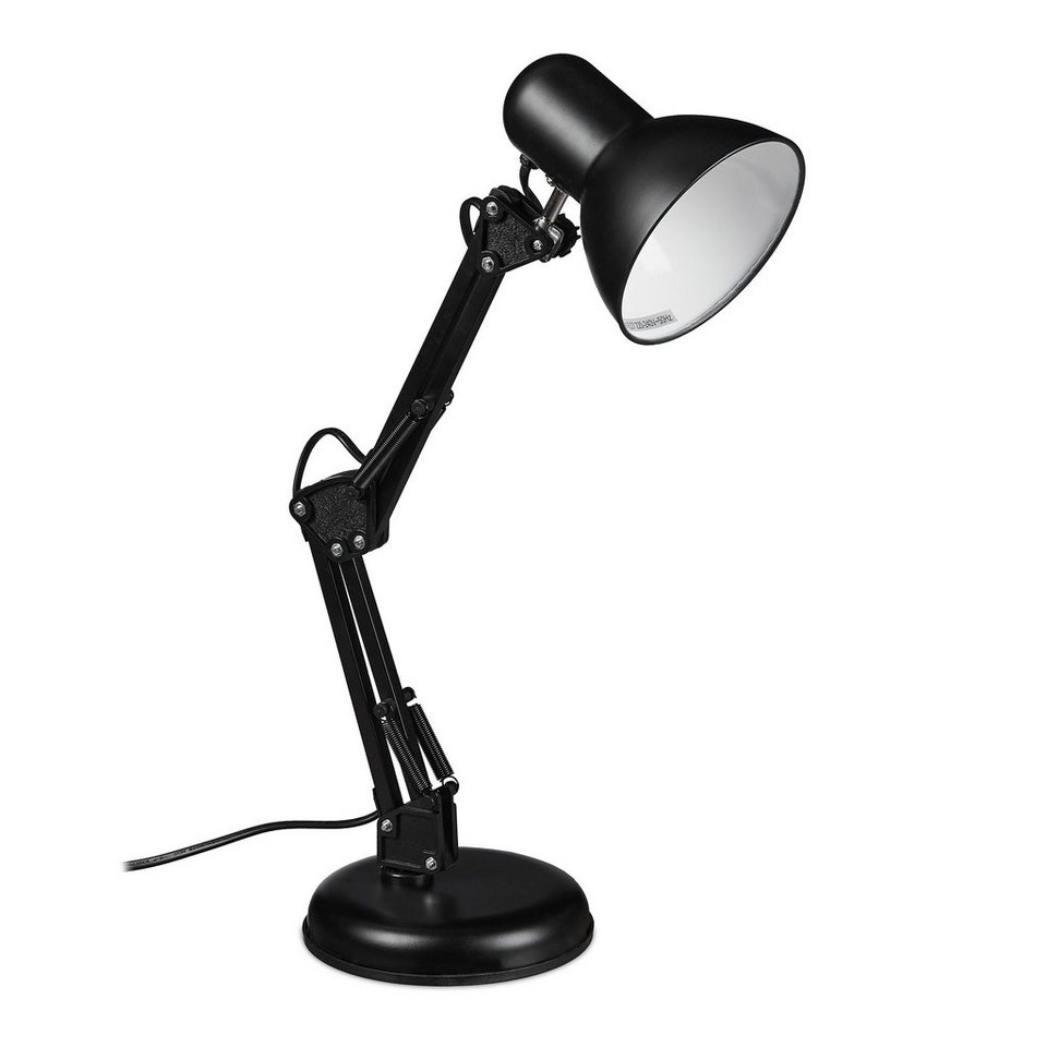 relaxdays Schreibtischlampe Schreibtischlampe in Schwarz mit Gelenk, ohne  Leuchtmittel