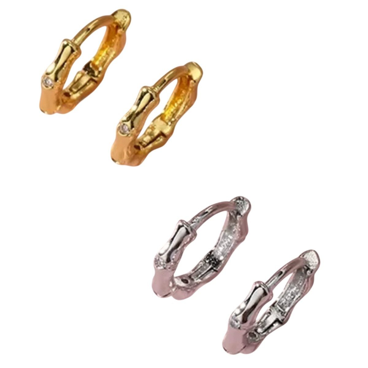 ELLAWIL Paar Creolen kleine mini Creolen 4 Stk. Ohrcreolen Mädchen Ohrringe Creole Ø 10 mm (GESCHENKIDEE, Sterling Silber 925, silberfarben & goldfarben), inklusive Geschenkschachtel