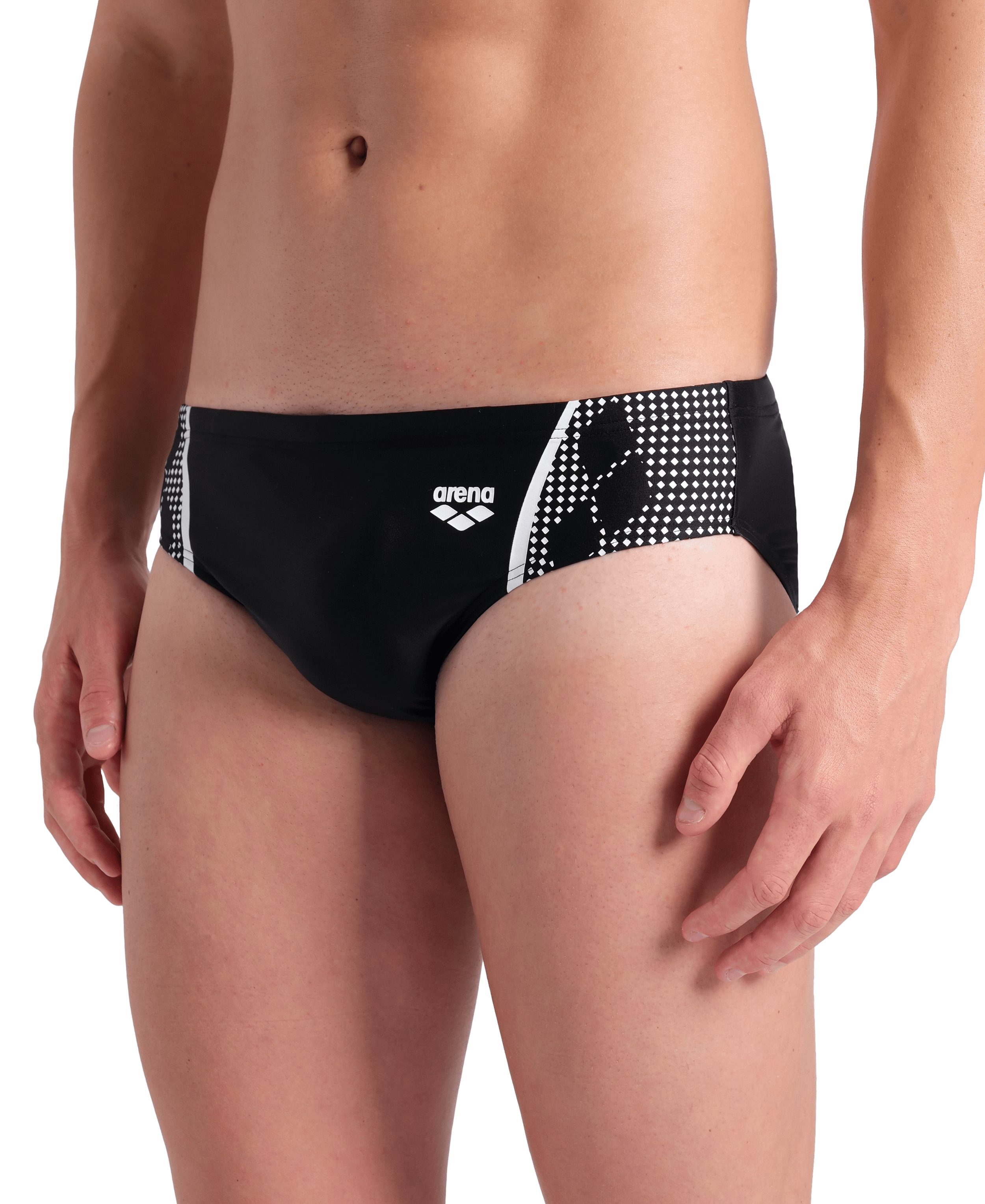 Arena Badehose MEN'S SWIM BRIEFS GRAPHIC in Stretch-Qualität, mit innenliegendem Kordelzug