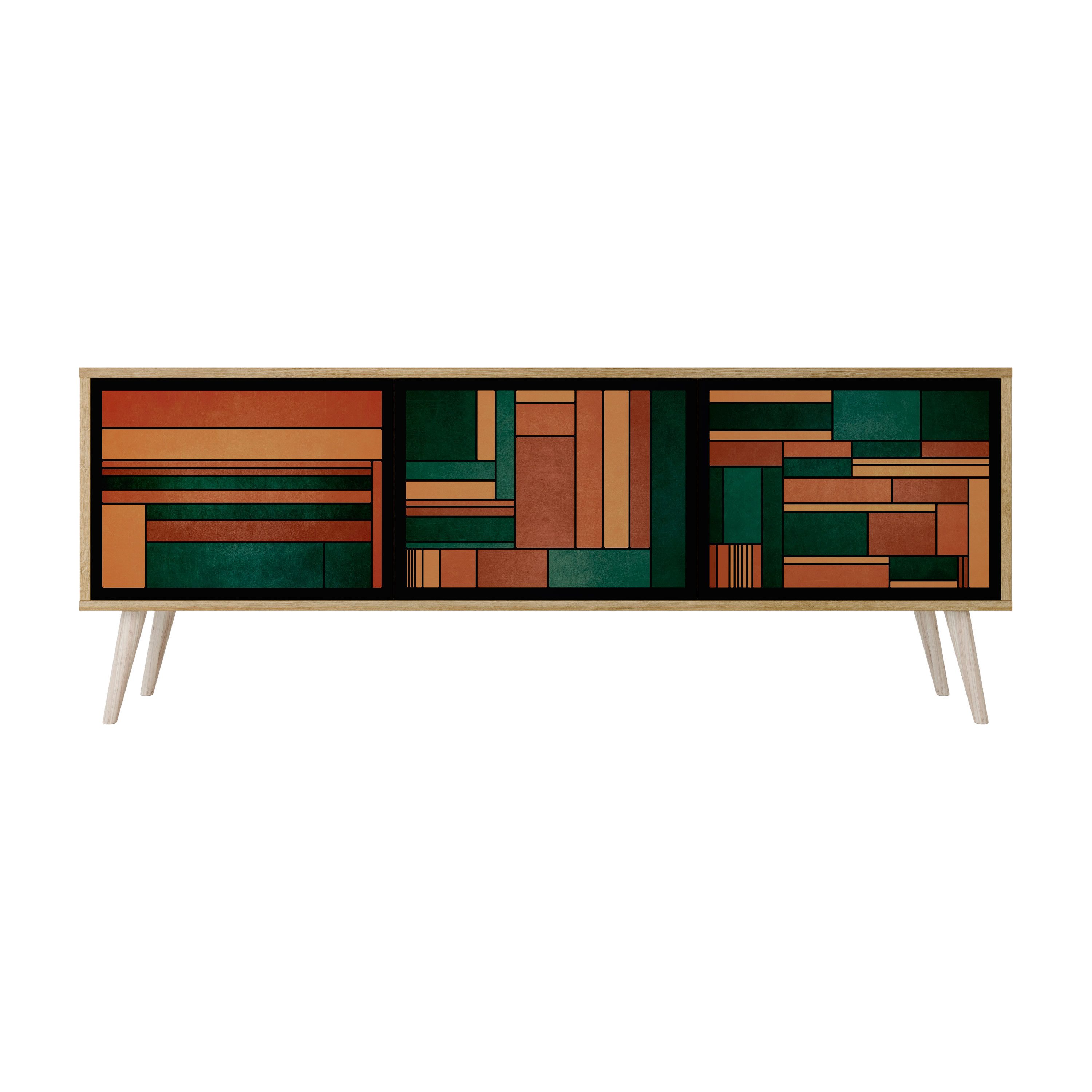 SPACEREBELS TV-Schrank mit Türen Fernsehtisch Sideboard Board mit Stauraum Tisch mit Beinen Lowboards 161 cm Fernsehschrank