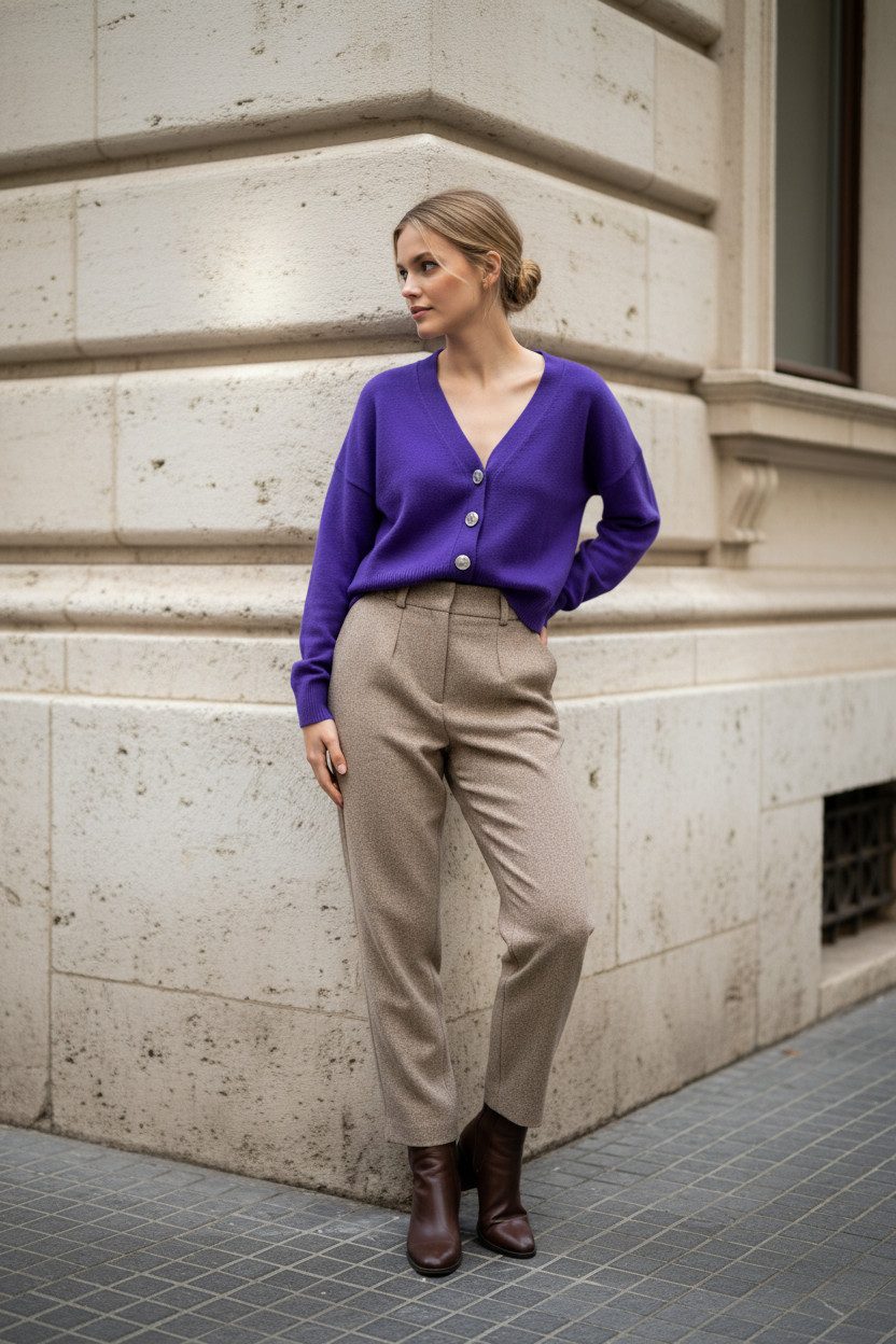 Zuckerwatte Strickjacke modische kurze Form, V-Ausschnitt, Merino Cashmere günstig online kaufen