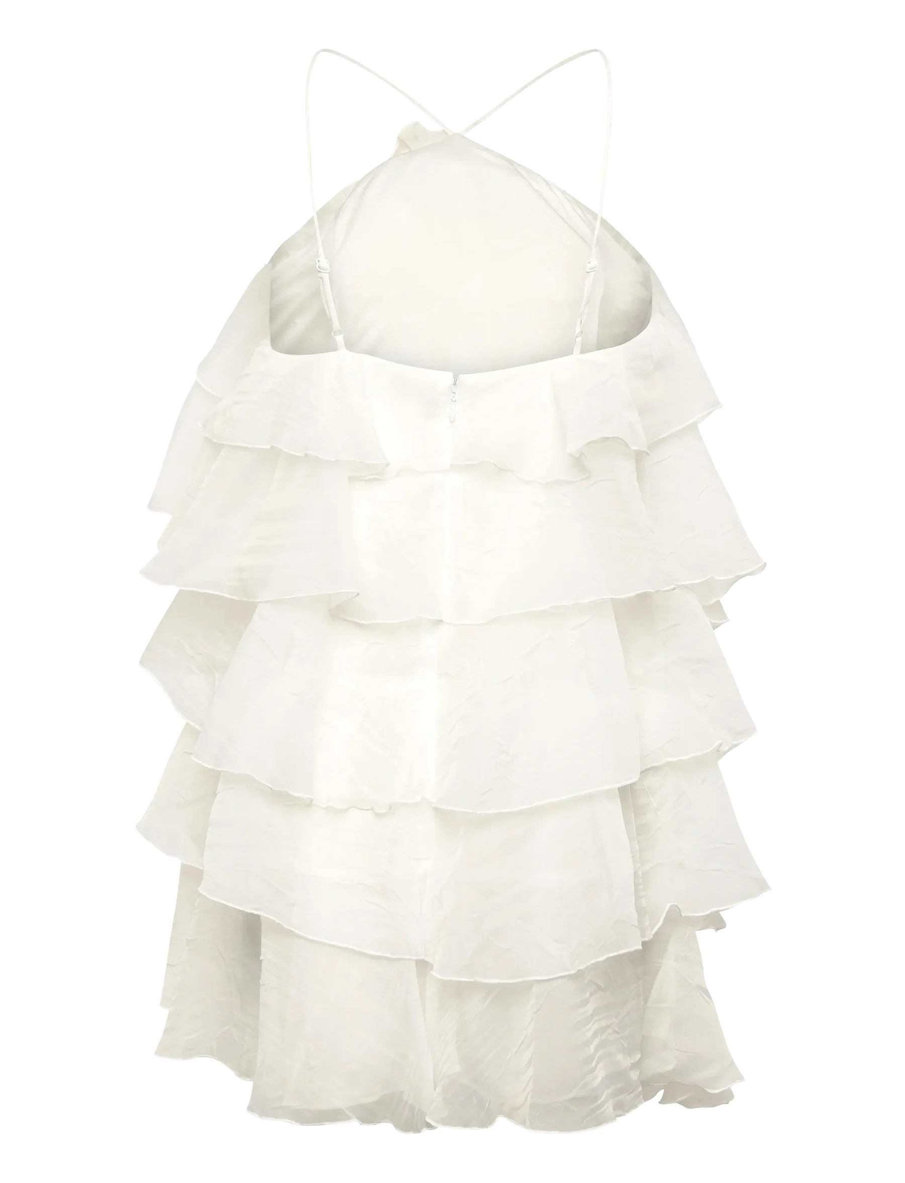 Gina Tricot Cocktailkleid - Minikleid - weißes Rüschenkleid mit Rosette - Damen Kleid mit Träger