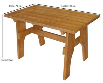 TPFGarden Garten-Essgruppe Drieburg, (3-tlg., 2x Bank 120cm & 1x Tisch 70x120cm Kiefernholz massiv), 3-Teilige Outdoor Garten Garnitur - Hochwertige Verarbeitung