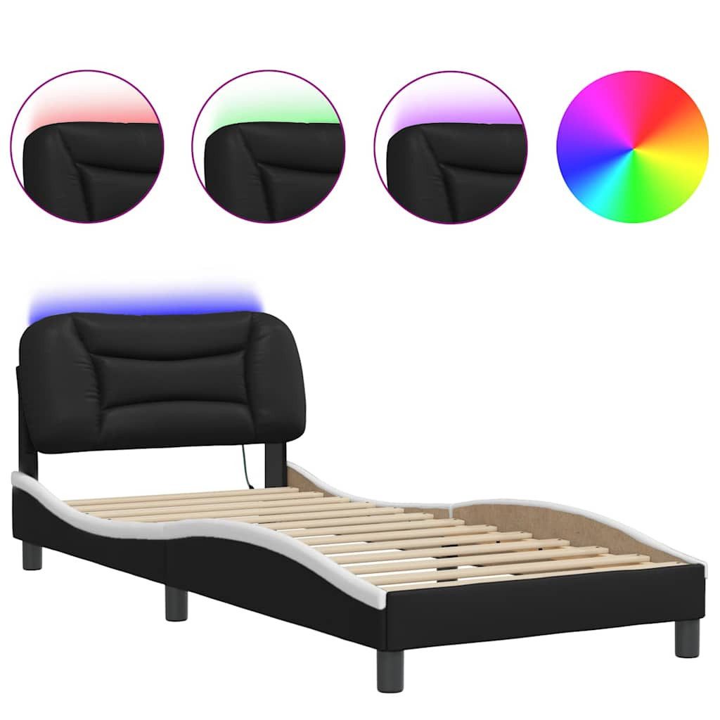 vidaXL Bett Bettgestell mit LED Schwarz günstig online kaufen