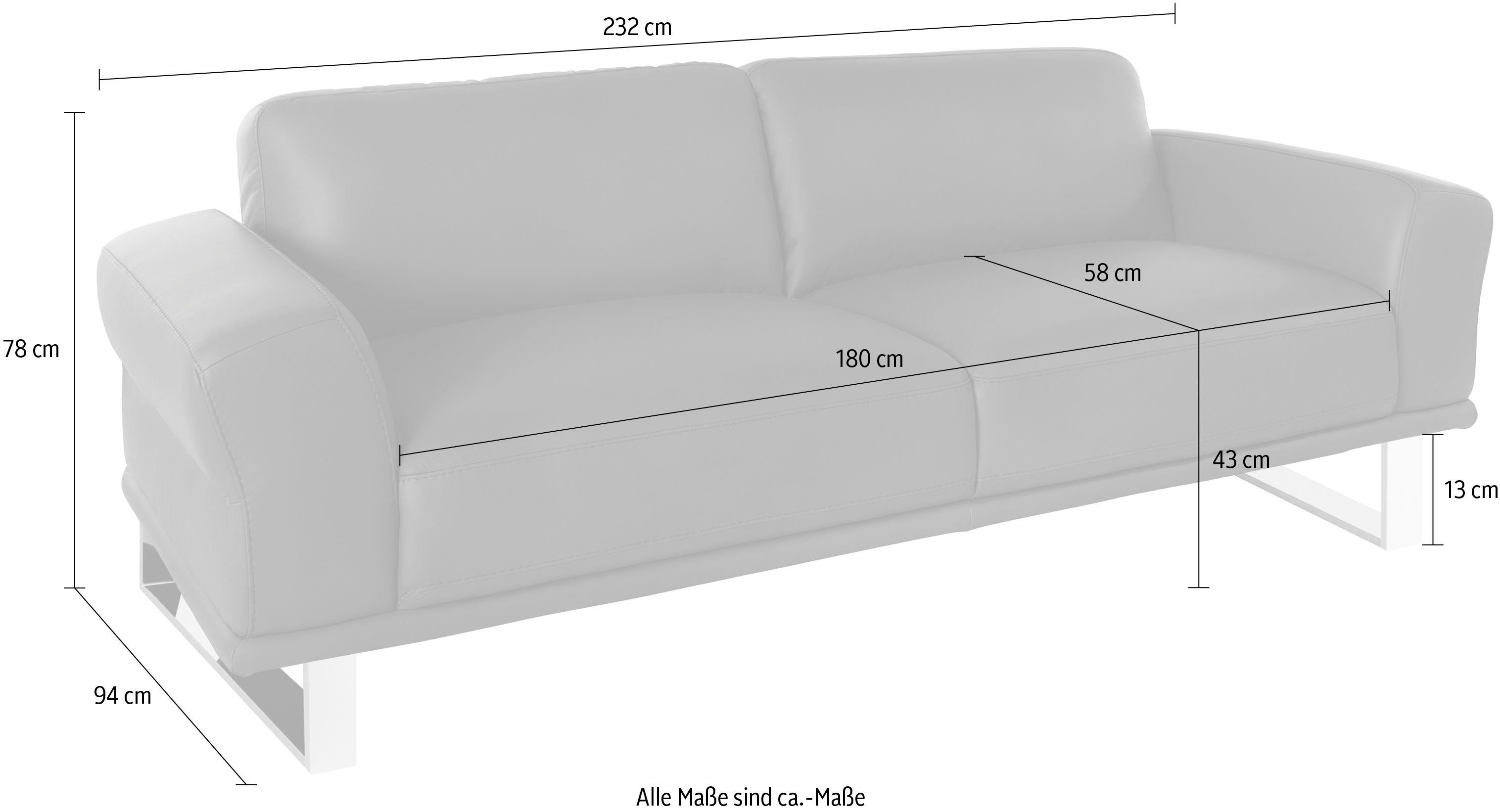 2,5-Sitzer mit glänzend, Metallkufen 232 W.SCHILLIG Breite cm in montanaa, Chrom