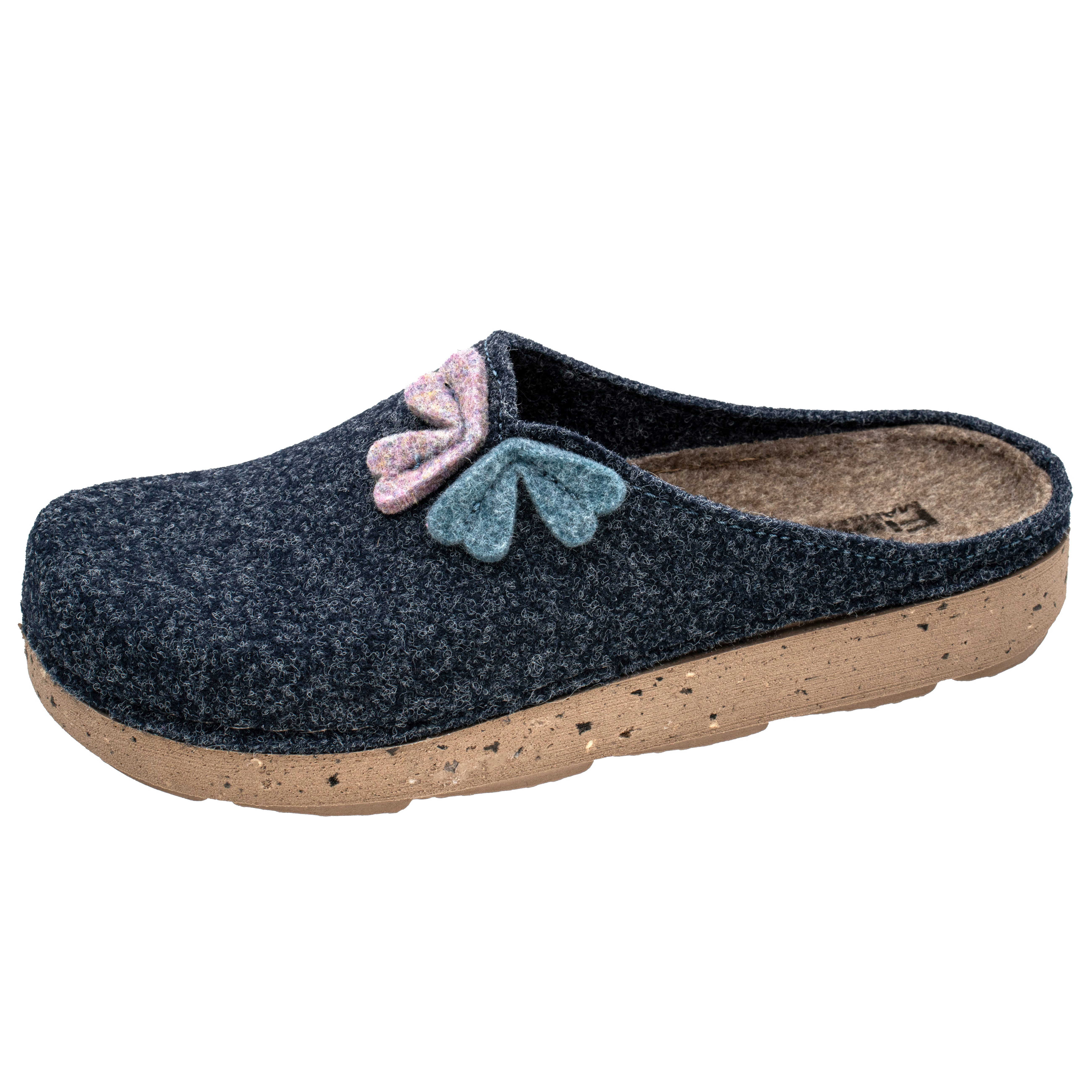 Fischer-Markenschuh Anne Pantoffel aus recyceltem PET Filz, gepolstere Filzsohle, 25mm Absatzhöhe