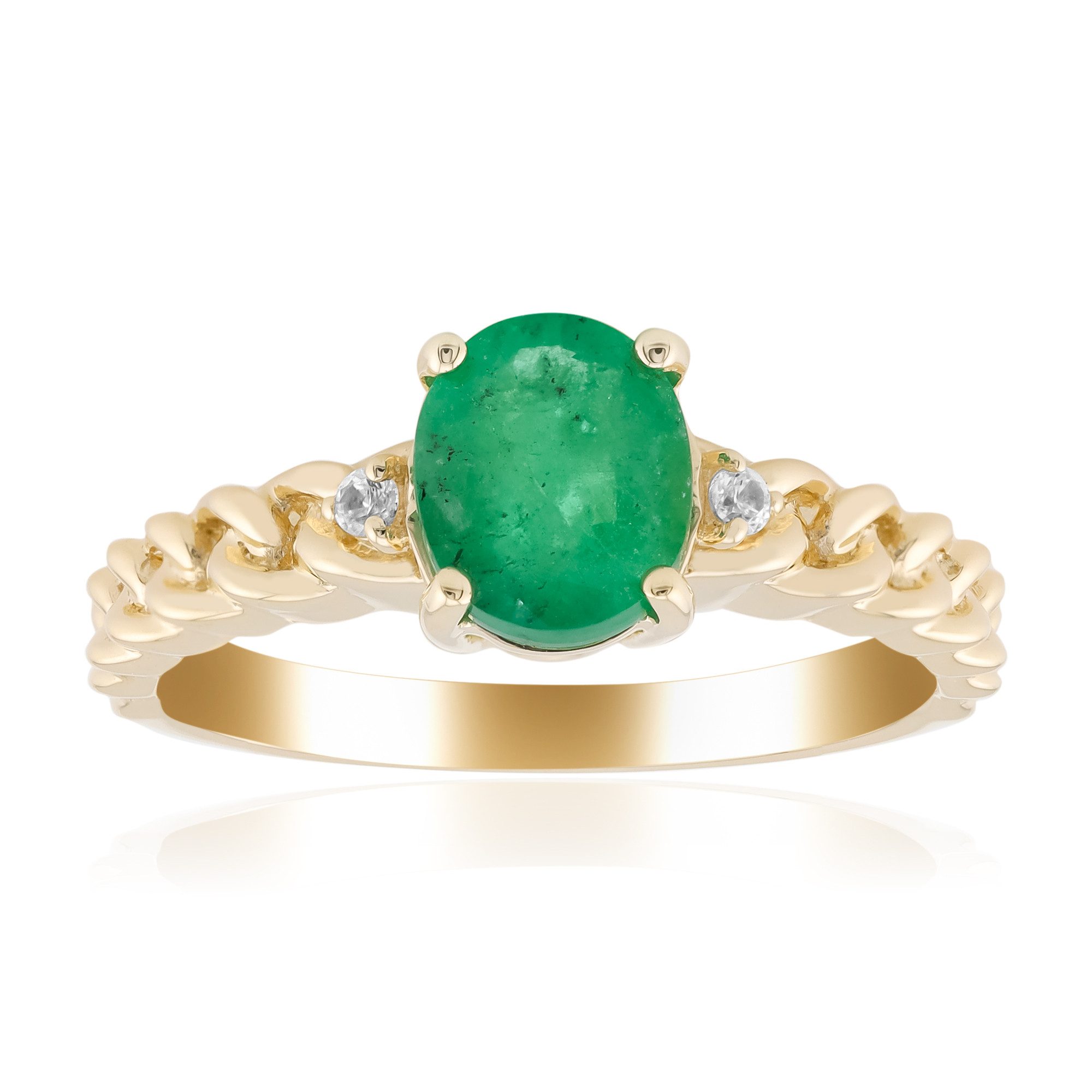 Goldring Sambia Smaragd Gelbgold Ring