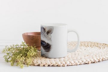 MuchoWow Tasse Waschbär - Tiere - Natur - Weiß, Keramik, Kaffeetassen, Teetasse, Becher, Teetasse, Geschenk