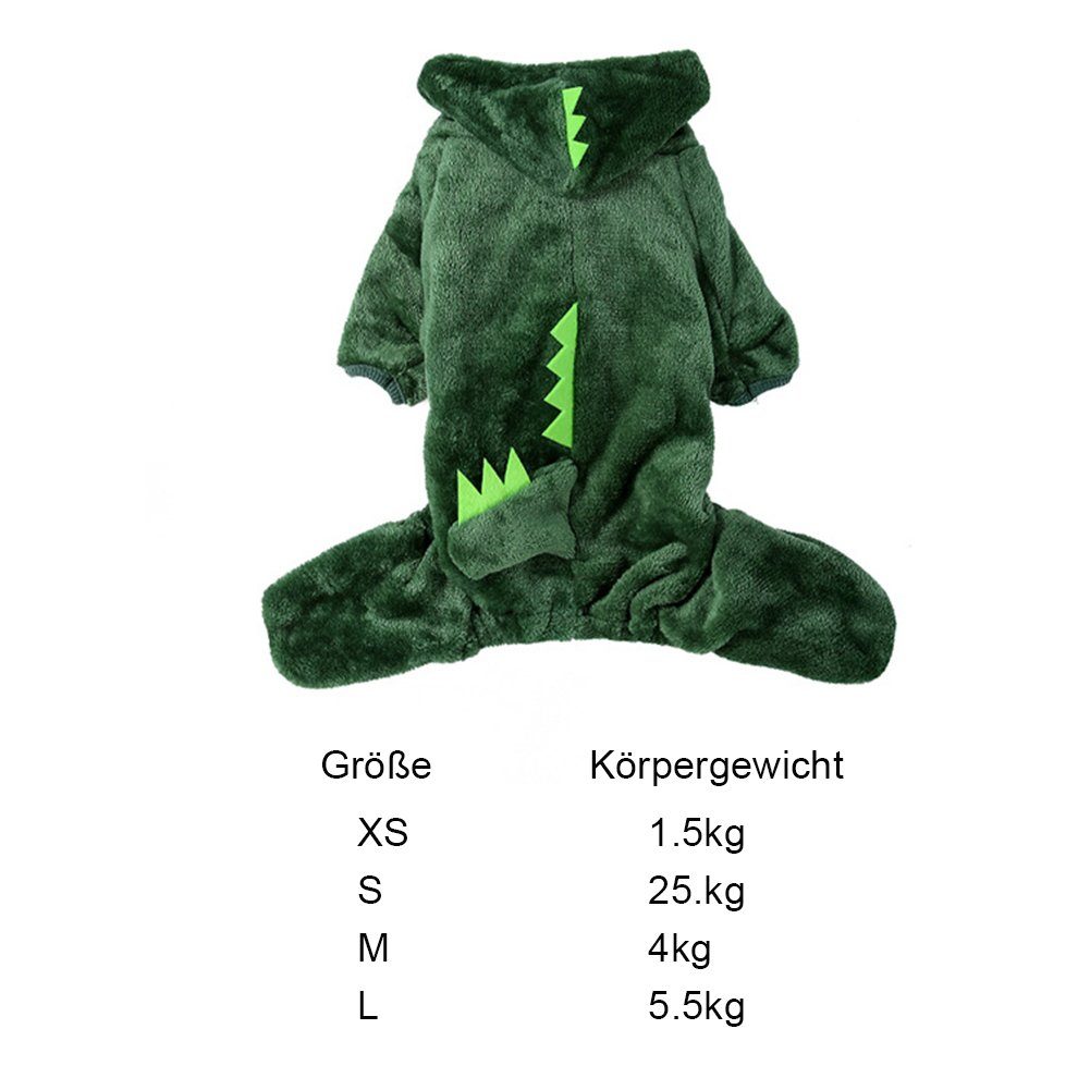 Katde Hundekleid Hundekostüm Dinosaurier Cosplay Hoodie Kostüm,Party Herbst und Winter