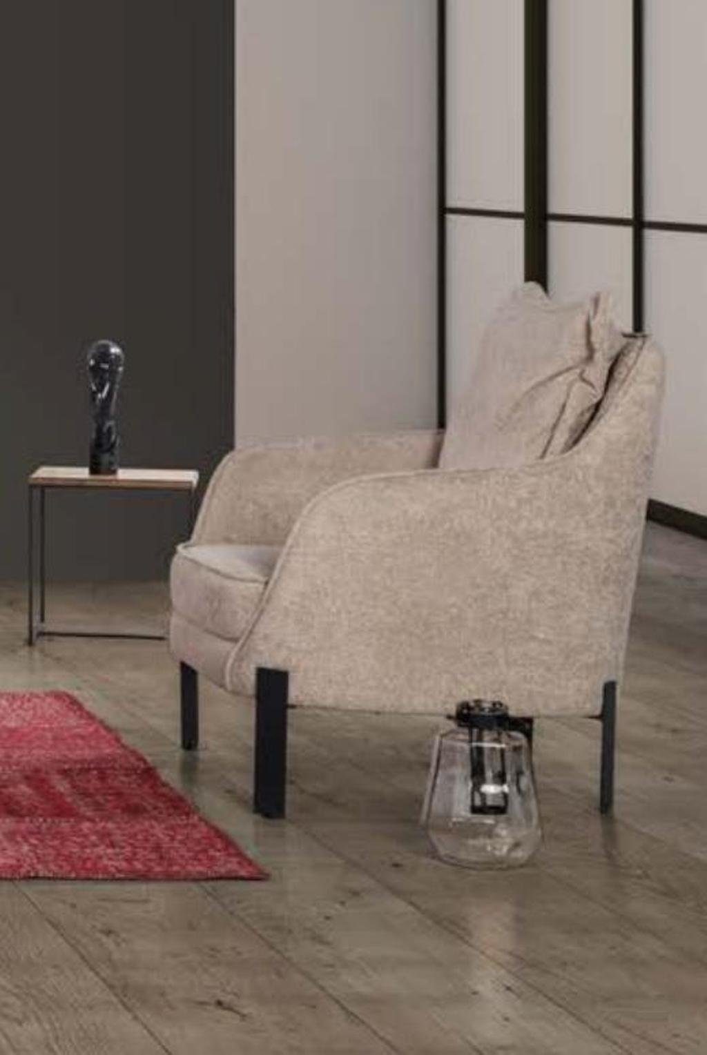JVmoebel Sessel, Sessel Wohnzimmer 1 Sitz Stoff Polyester Stil Modern Design