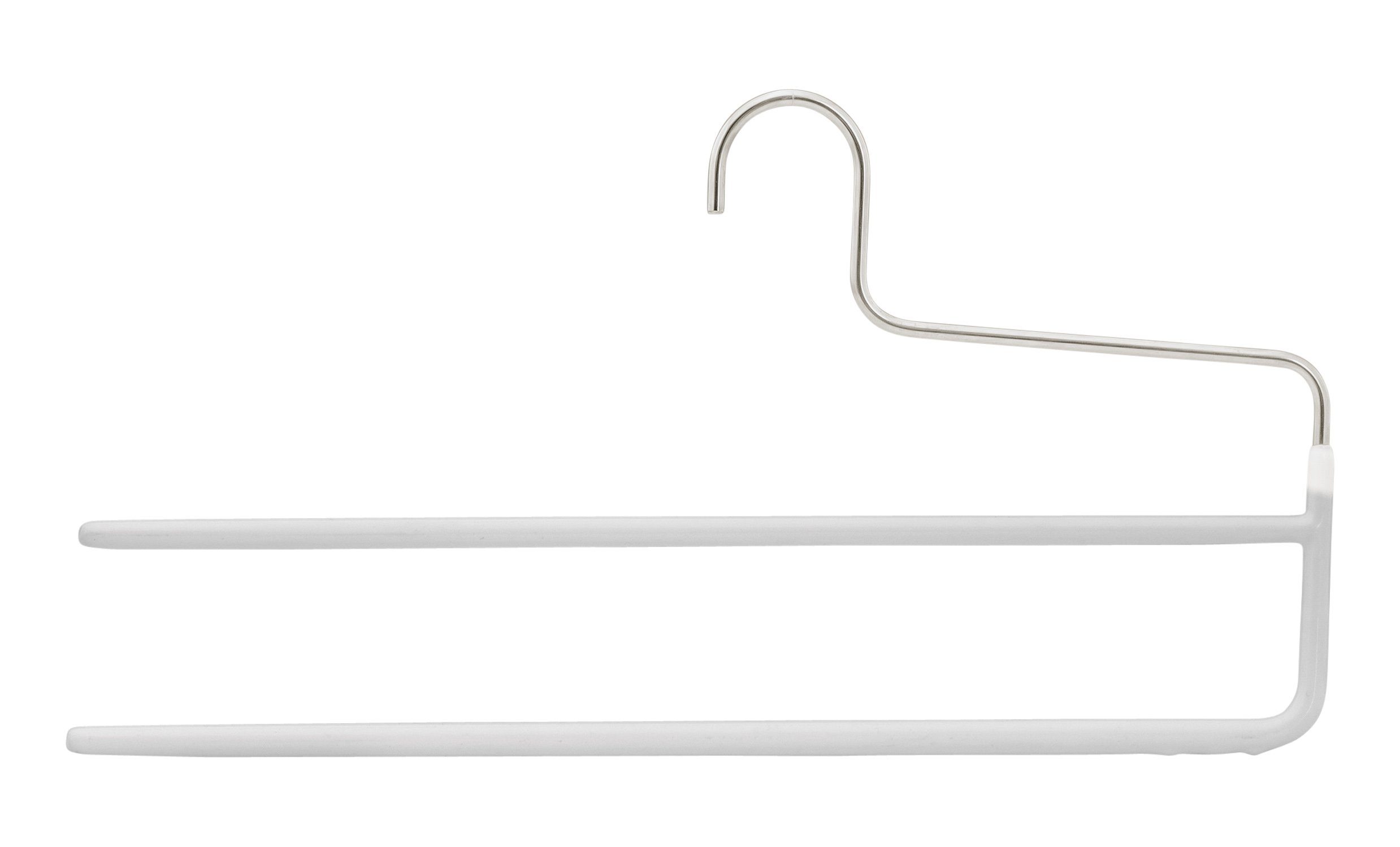 Weiß Stegen, geeignet 2 Kleiderbügel rutschhemmend ummantelten MAWA KH/C Tücher MAWA 2 und (10-tlg) Schals, Hosen, glänzend mit verchromt, Hosenbügel, für
