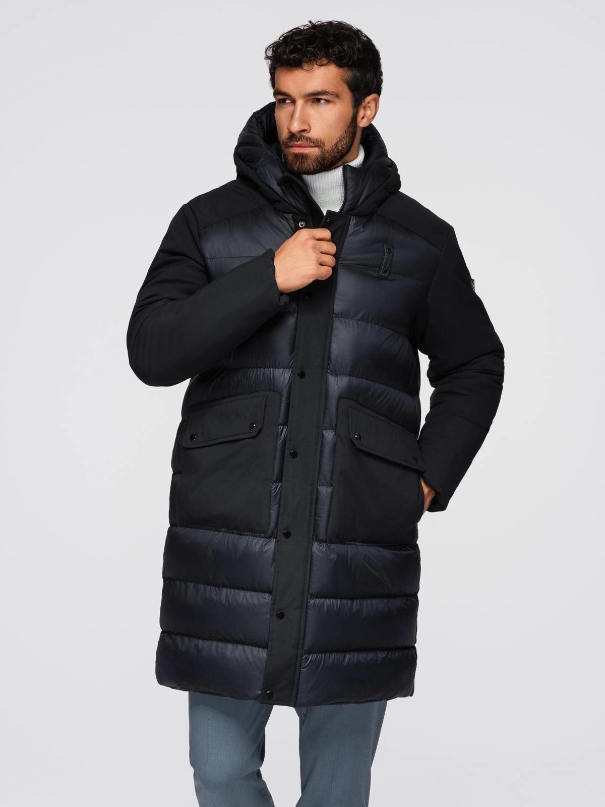 OMBRE Steppmantel Lange Steppjacke für Herren mit großen Taschen günstig online kaufen