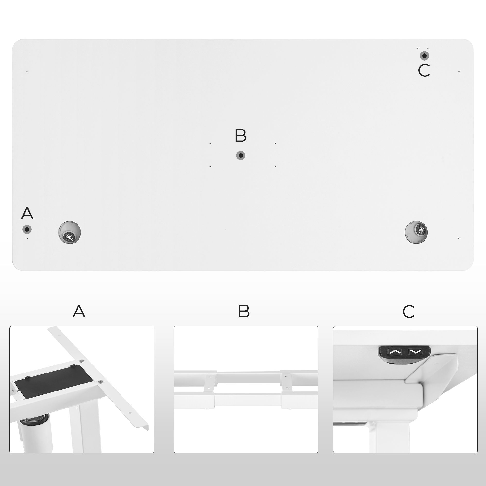 Schreibtischplatte weiß SONGMICS elektrischen, Ohne Schreibtisch Tischgestell für Tischplatte