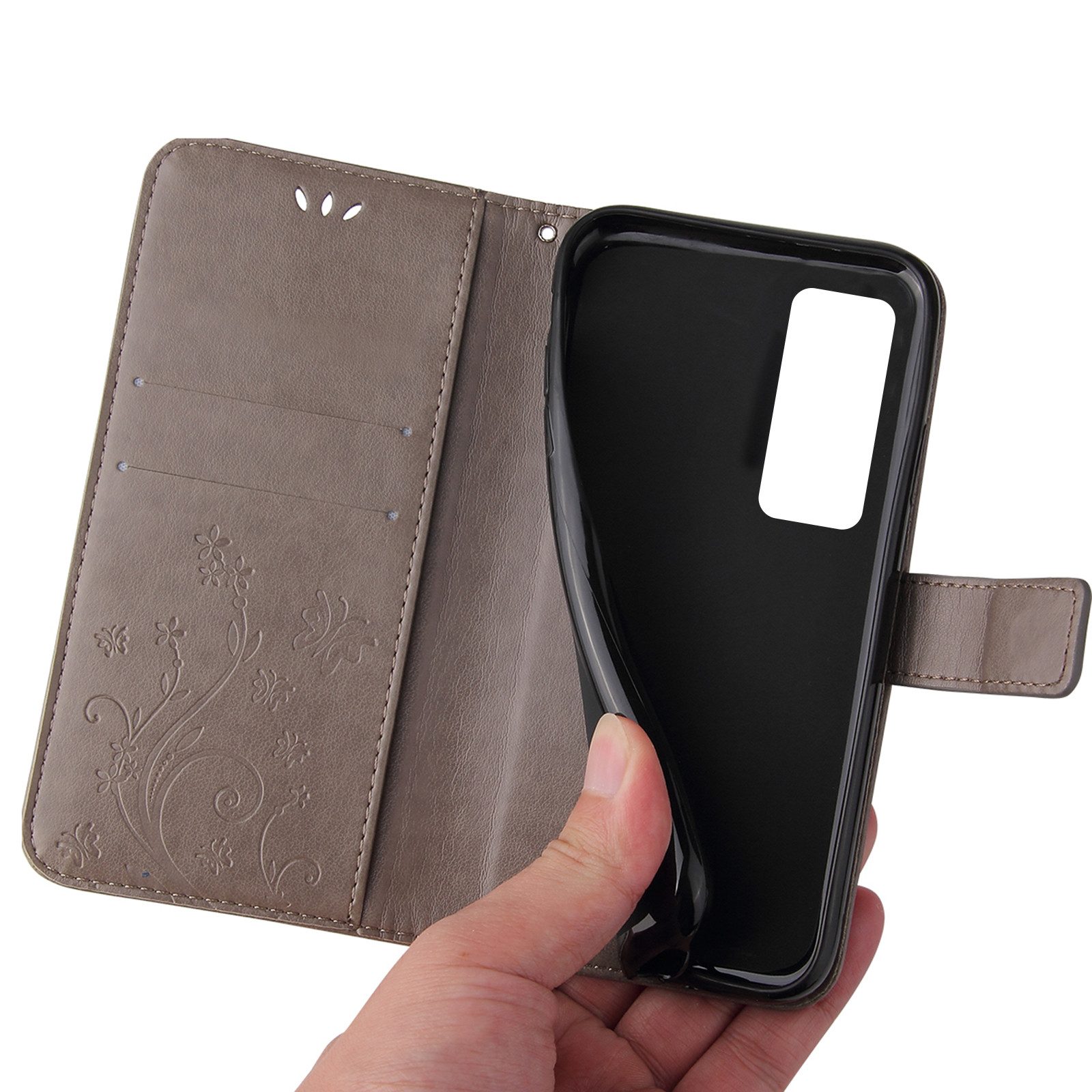 Tec-Expert Handyhülle Cover Tasche Hülle für Samsung Galaxy A55 5G 6,6 Zoll, Klapphülle Case mit Kartenfach Fliphülle aufstellbar, Motiv Blumen