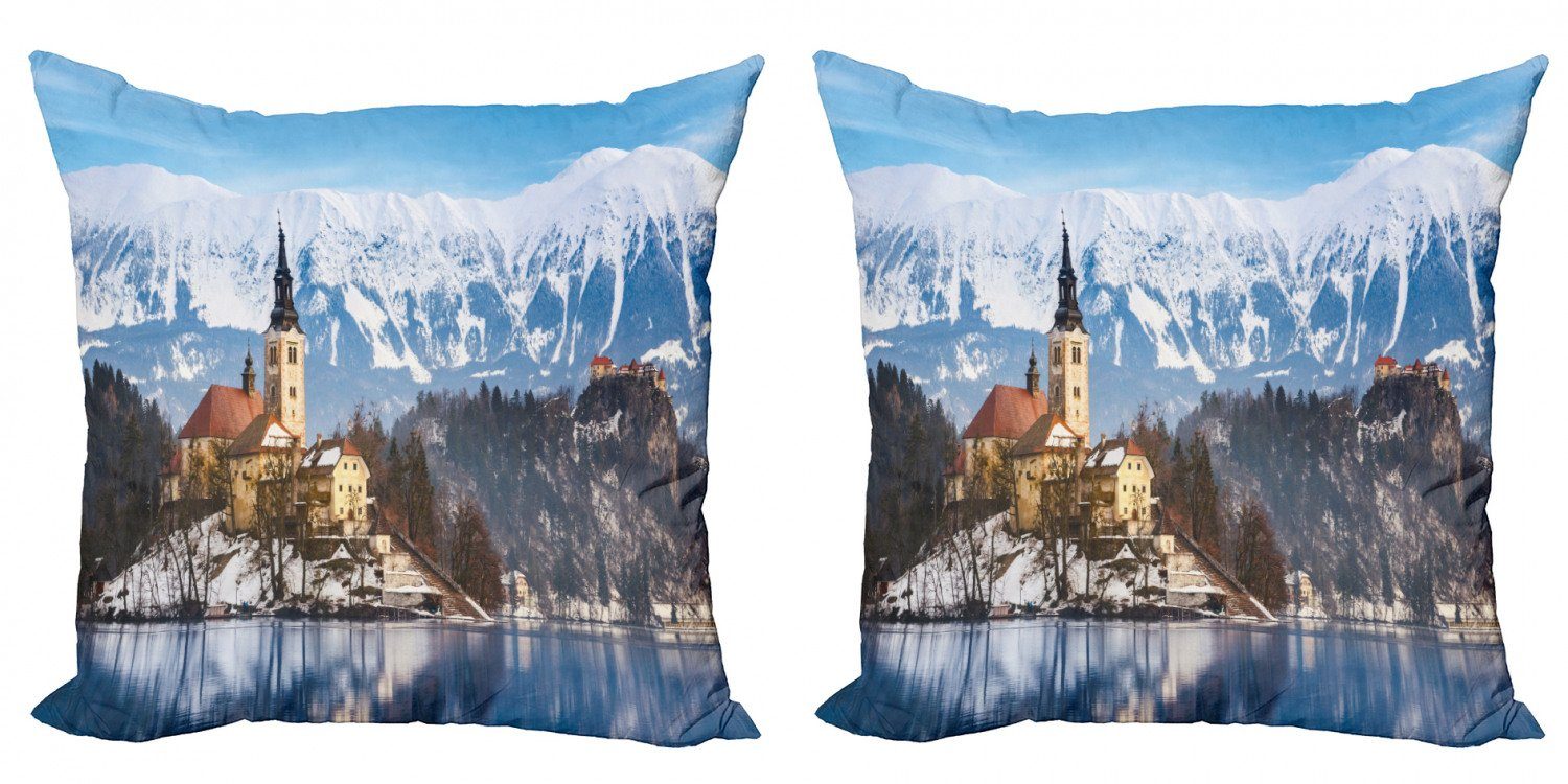 Kissenbezüge Modern Accent Doppelseitiger Digitaldruck, Abakuhaus (2 Stück), Winter See-Szene Illustration