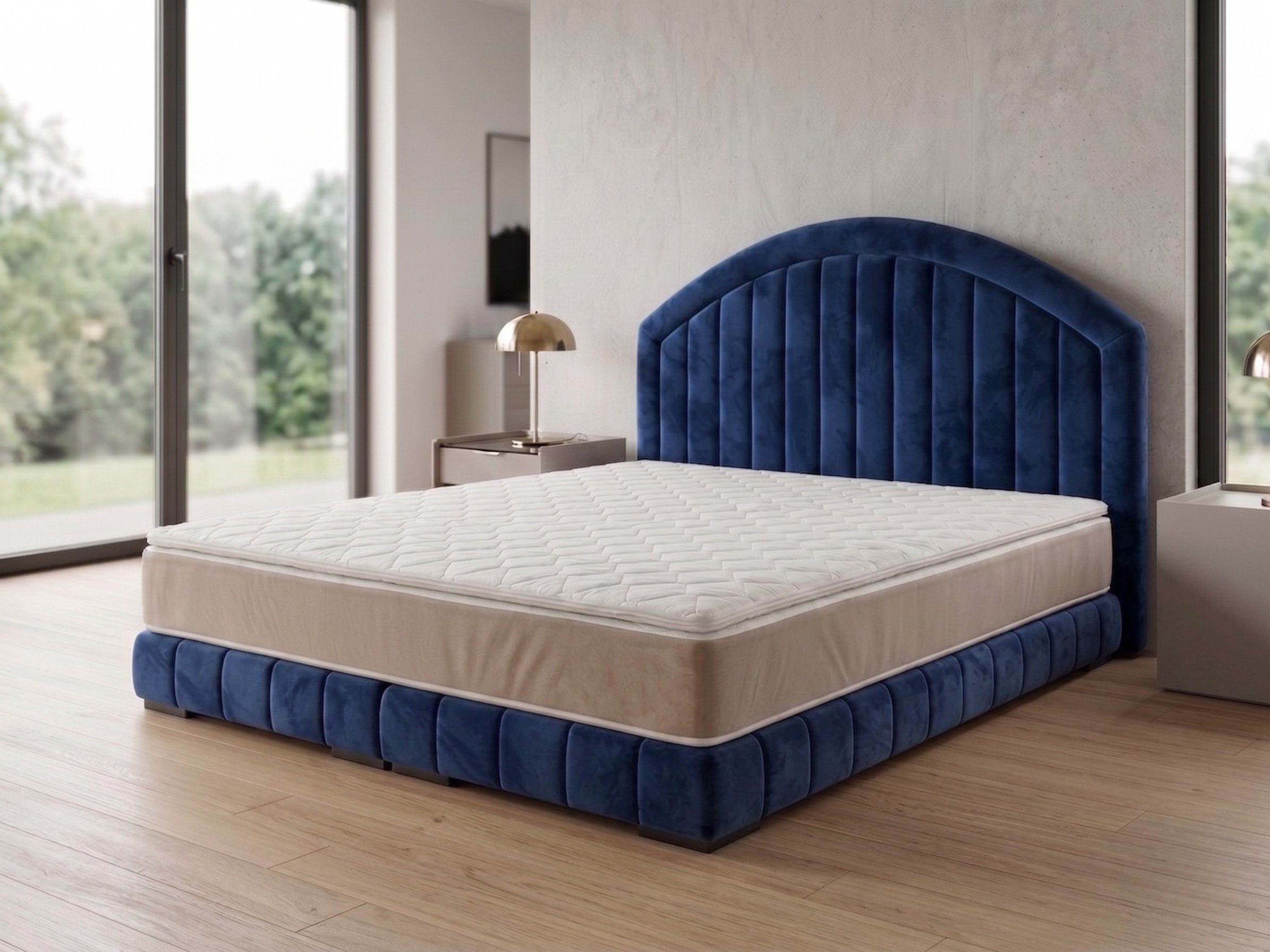 A&J MöbelLand GmbH Polsterbett LEON mit Kopfteil - Stilvolles Bettgestell für Ihr Schlafzimmer (Länge: 209 cm, Höhe Kopfteil: 110 cm, 4 Kopfteil-Varianten, 7 Größen zur Auswahl, Modernes Design, TOP ANGEBOT!, Inklusive Bettgestell), Komplettgestell-Set