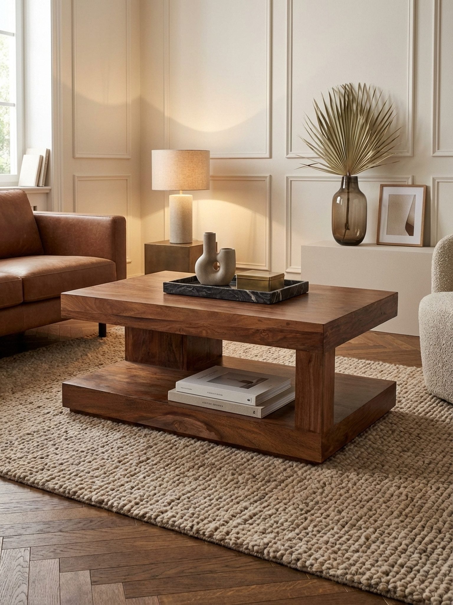 KADIMA DESIGN Couchtisch Couchtisch Massivholz 90x60x40 cm Wohnzimmertisch braun Holztisch, Wohnzimmermöbel modern, Massivholzmöbel Echtholz