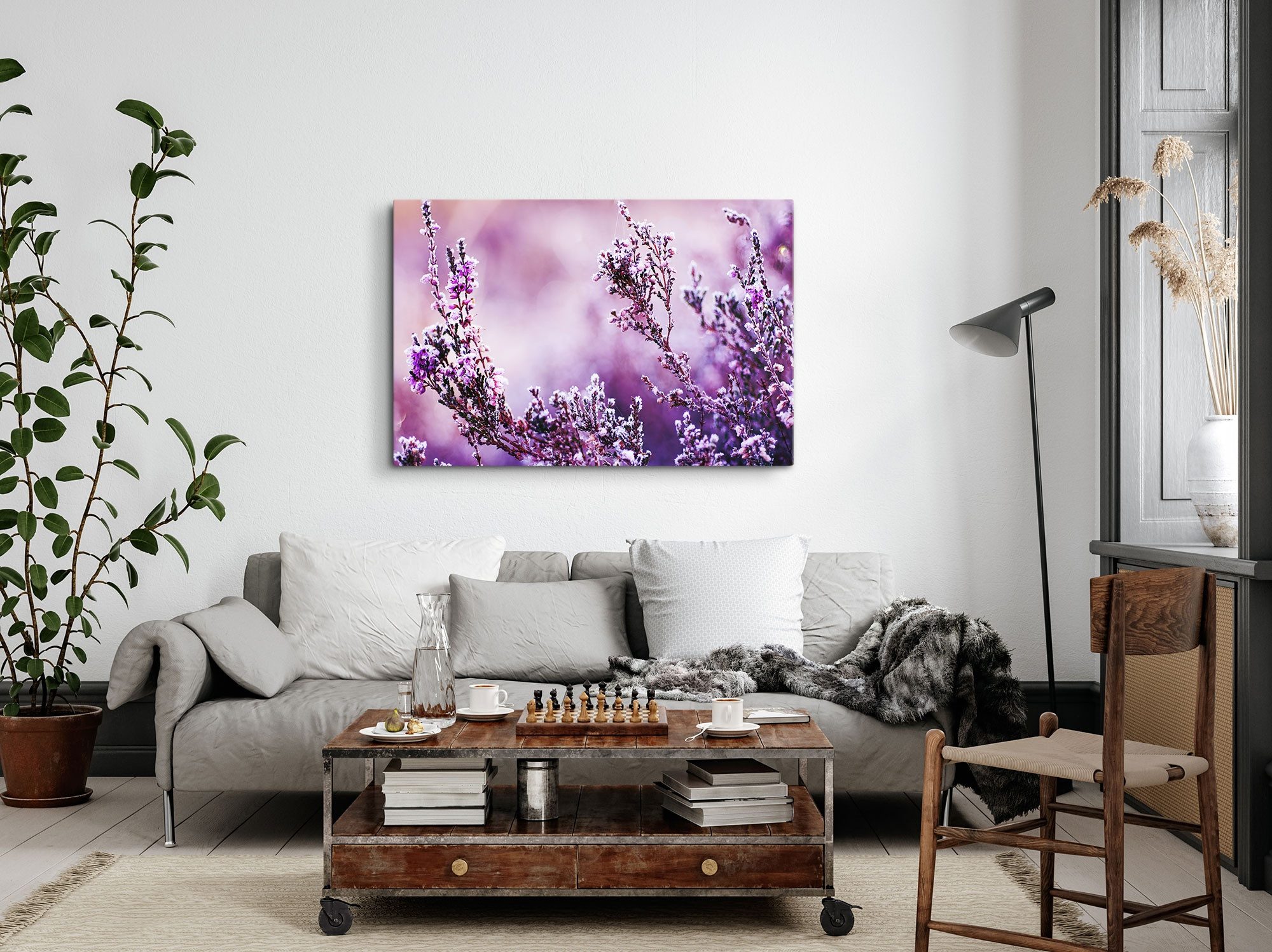 Sinus Art Leinwandbild 120x80cm Wandbild auf Leinwand Frost Pflanzen Winter Winterfrost Natur, (1 St)