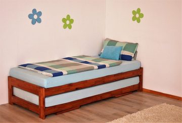 TRENDnatur Massivholzbett Bett Duo (Grundbett mit klappbarem Bett zum Unterschieben)