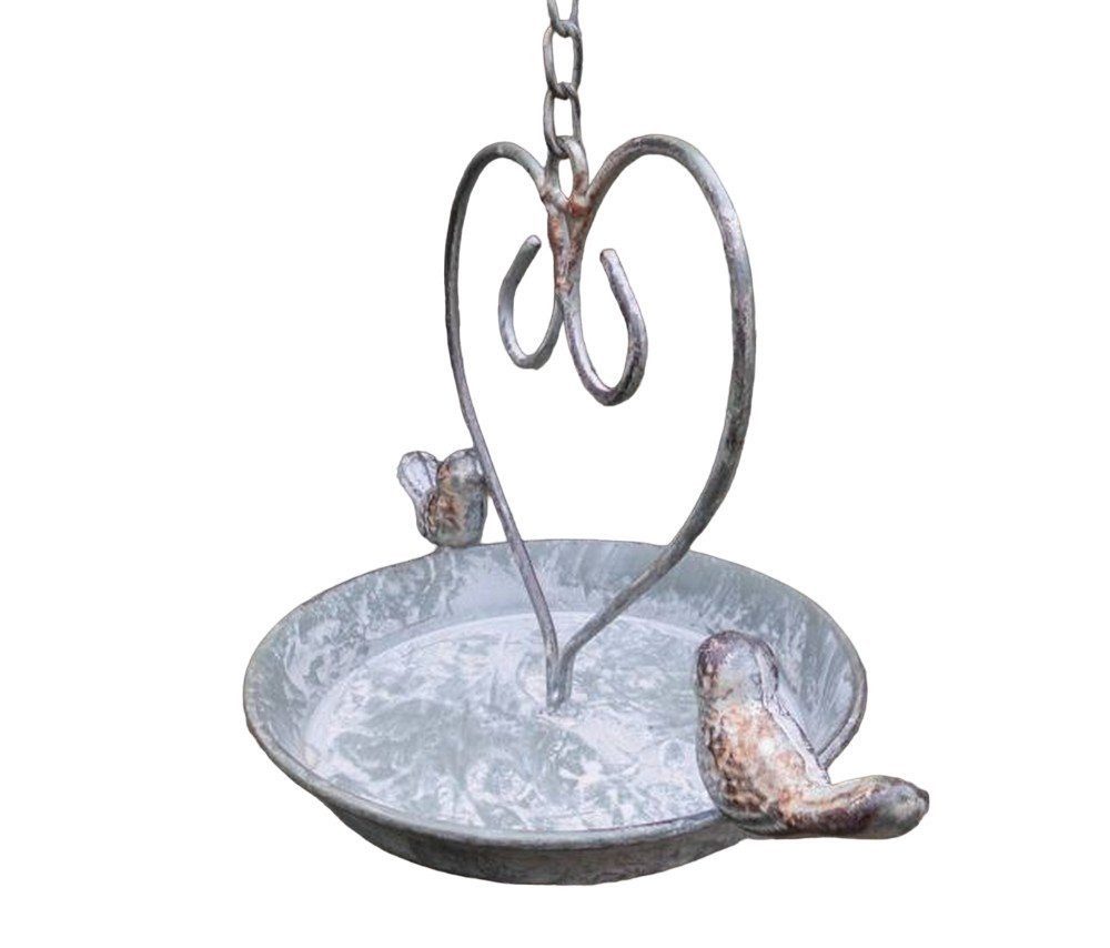 Deko-Impression Vogeltränke Vogeltränke mit Herz Vogelbad Schale z. Hängen an Kette