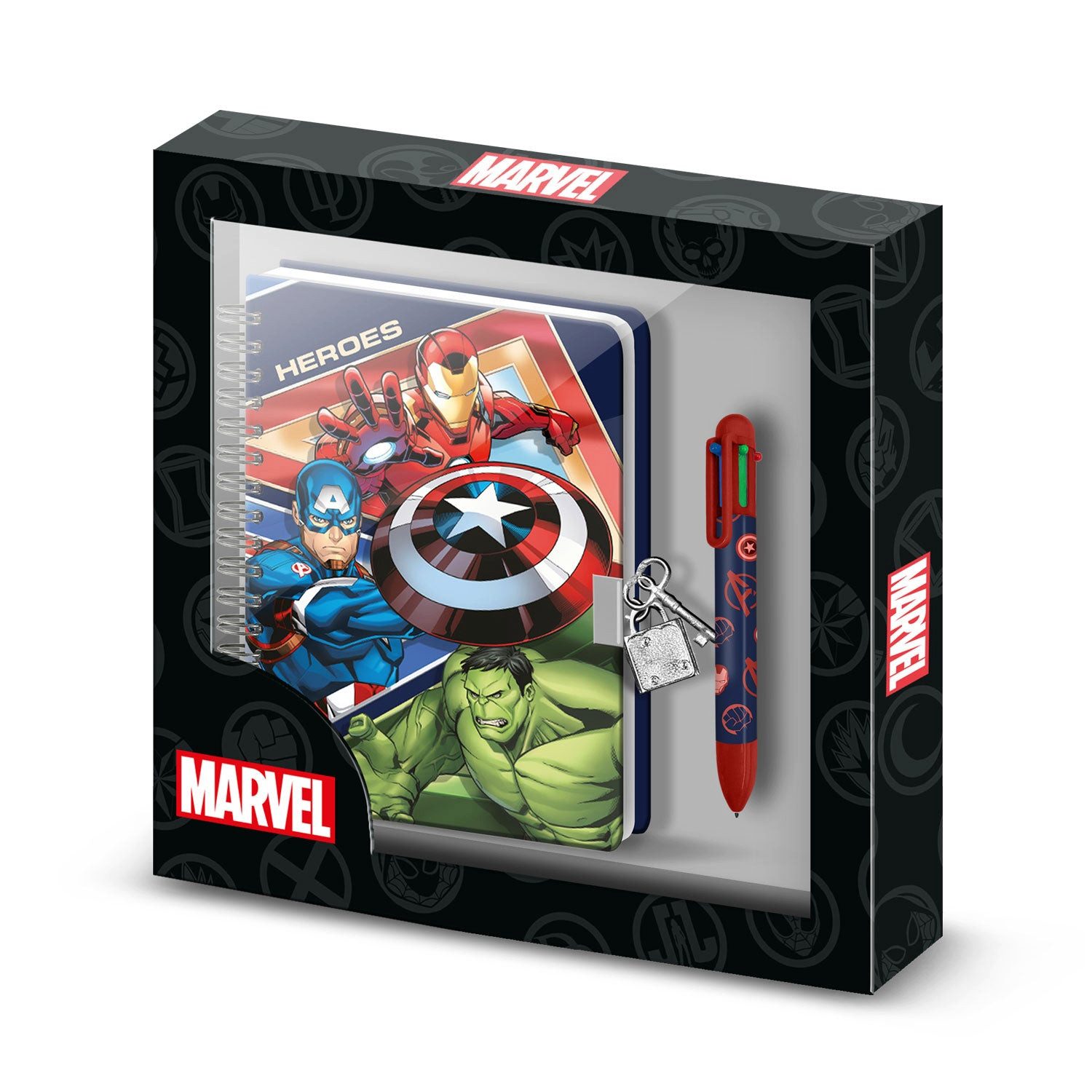Karactermania Tagebuch Marvel The Avengers Set A5-Tagebuch + 6-Farben-Kugelschreiber