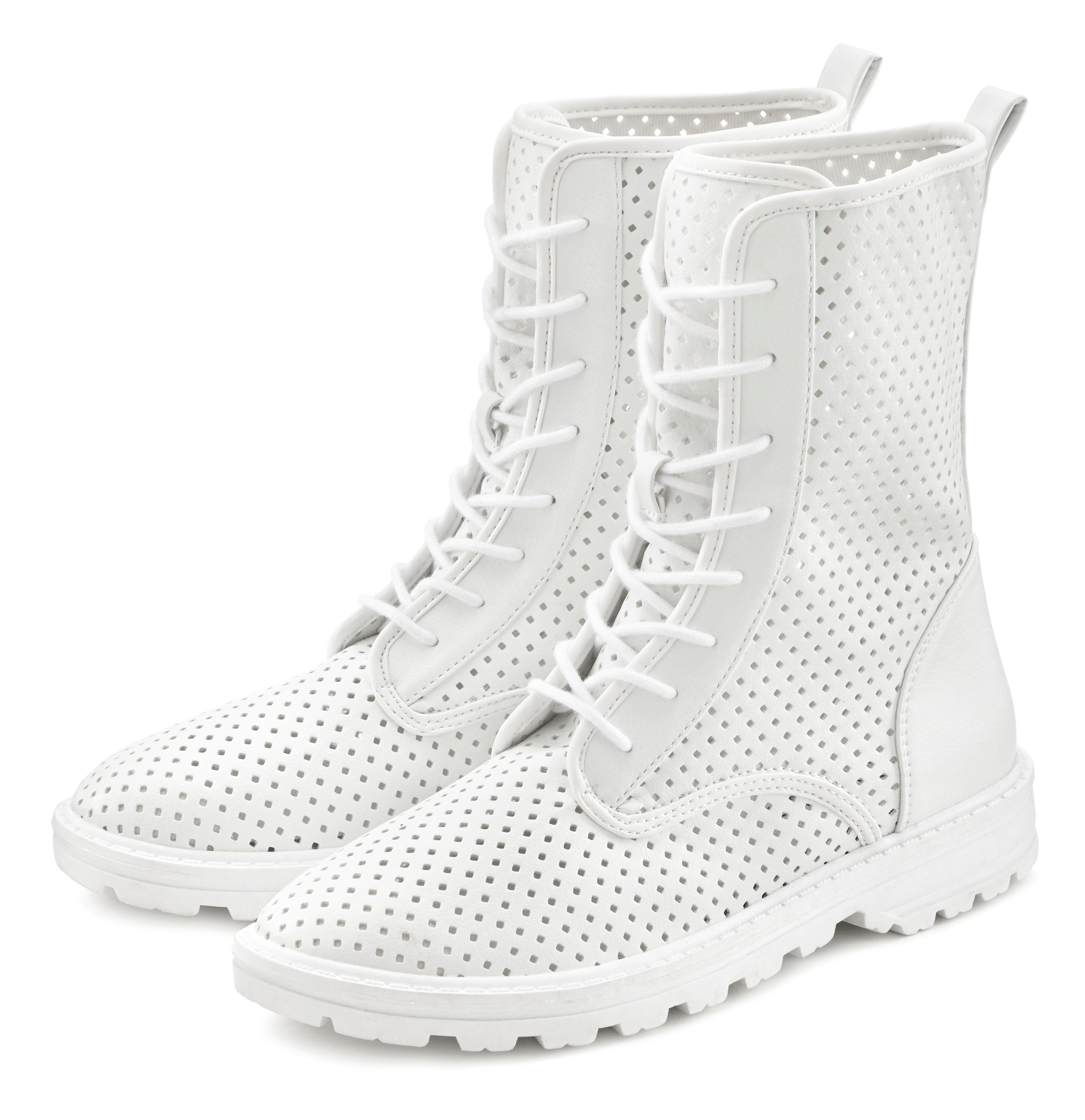 LASCANA Schnürstiefelette zum Schnüren mit modischen Cut-Outs, Stiefel, Boots, High-Sneaker