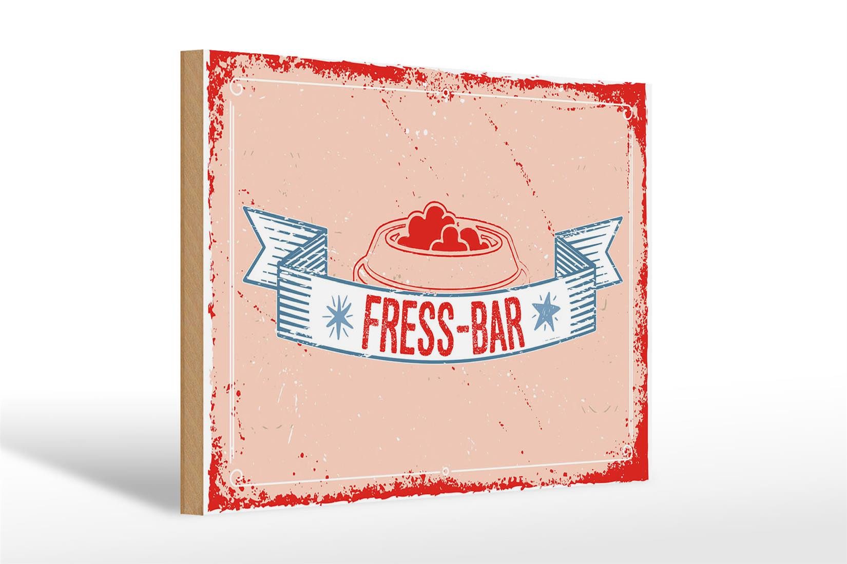 Holzbild Spruch 30x20cm Fress-Bar