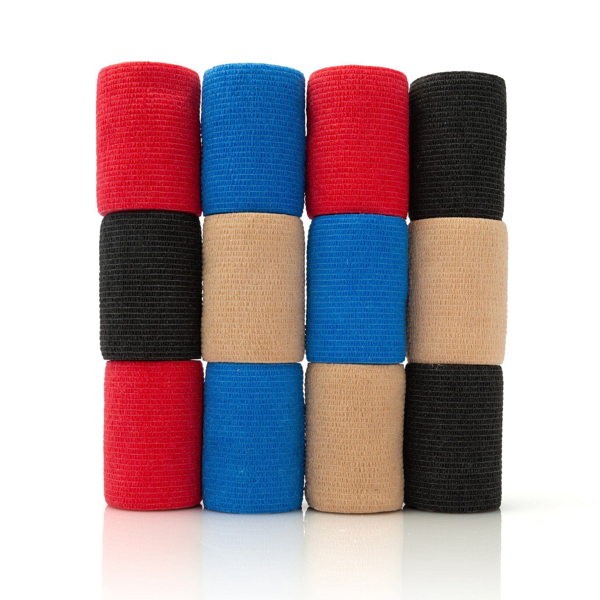 Axion Bandage 7.5 cm Breit x 4.5m selbstklebende Haftbandagen in 4 Farben (12-tlg), z.B. als Fußbandage, Handbandage, Kniebandage, Armbandage