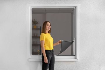 SCHELLENBERG Insektenschutz-Fensterrahmen Magnetrahmen mit Fiberglasgewebe für Fenster, Fliegengitter kürzbar, 120 x 120 cm, weiß