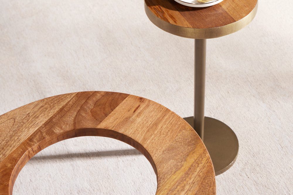 riess-ambiente Couchtisch GATSBY 110cm braun / gold (Set, 2-St), Wohnzimmer · oval · Massivholz · Metall · Beistelltisch · Retro Design – Bild 5 von 5