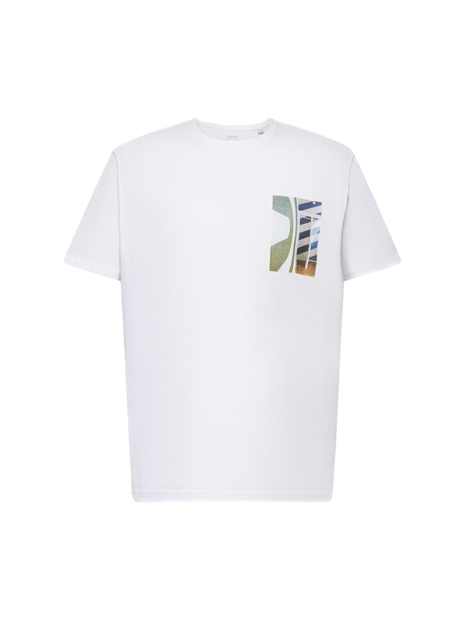 by T-Shirt 100 edc % Esprit Baumwolle Rundhals-T-Shirt, (1-tlg) WHITE