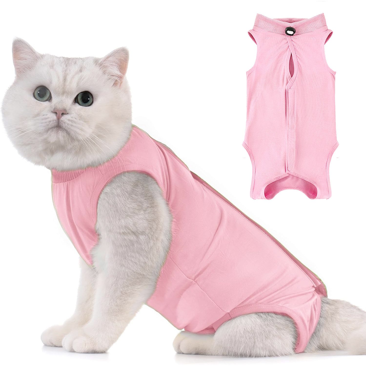 Ledander Tiermantel Katzen-Bodysuit für OP-Genesung & Kastration, Atmungsaktive Modal-Kleidung für Wunden, Hautschutz & Absetzen