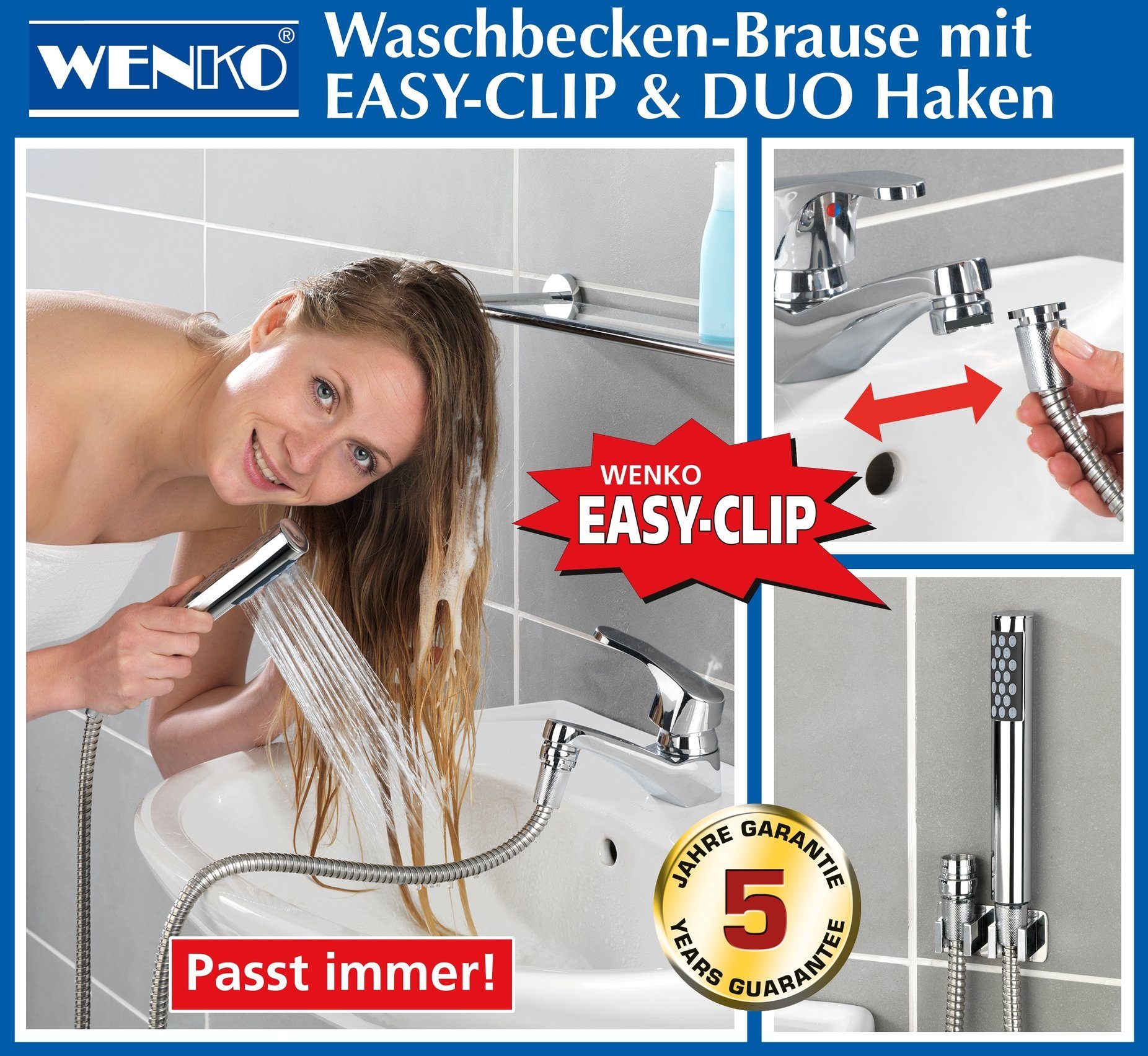 WENKO Handbrause Wenko Waschbeckenbrause mit DUO Haken, (1-tlg)