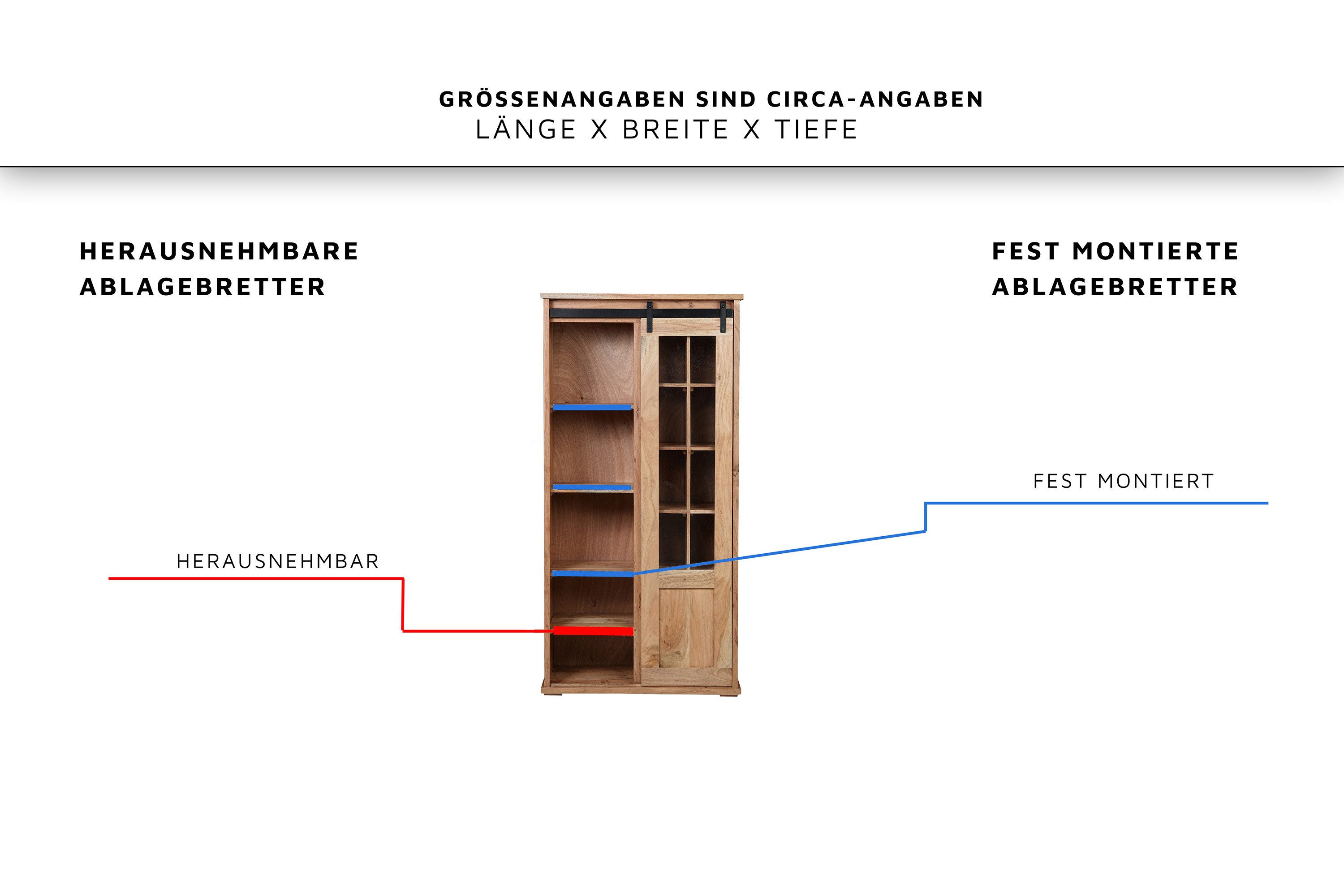 SAM® Highboard Fritz, Akazienholz, mit Baumkante oder gerader Kante, Industrial-Design