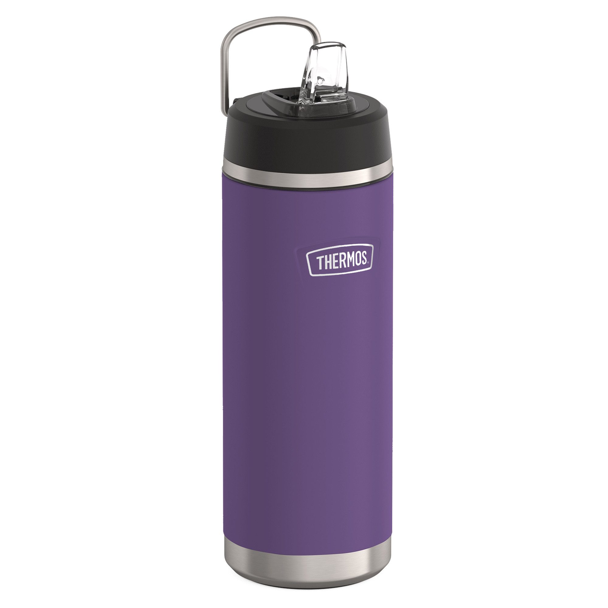 THERMOS Isolierflasche ICON WATER BOTTLE, Edelstahlkörper, spülmaschinenfest, 0,71l, 12h kalt, schappsicher mit einklappbarem Flip-Strohalm