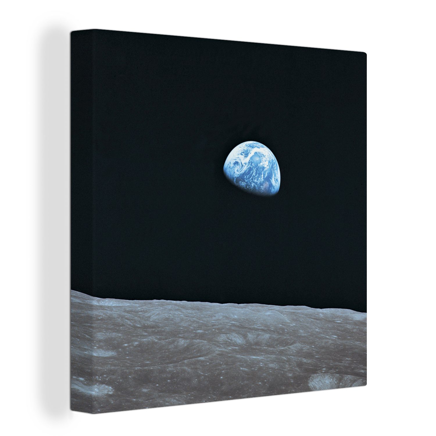 OneMillionCanvasses® Leinwandbild Die Erde vom Mond aus, (1 St), Leinwand Bilder für Wohnzimmer Schlafzimmer