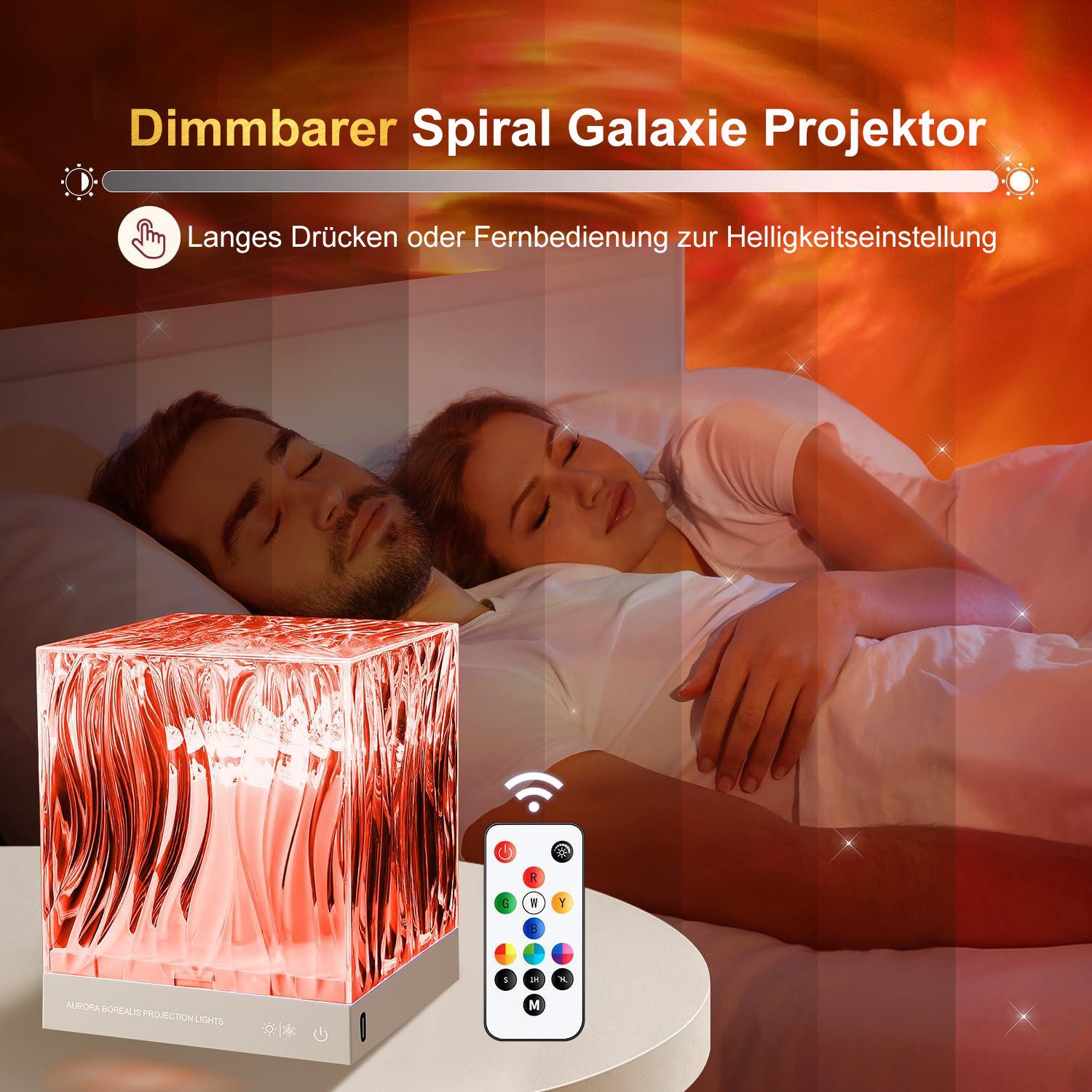 Futicare Nachtlicht LED Northern Lights Projektor, Tischlampe Kristall, 18 Farben Aurora Licht, 162 Modi, Dimmbar, Mit Fernbedienung & Timer, Schlafzimmer Deko Lampe