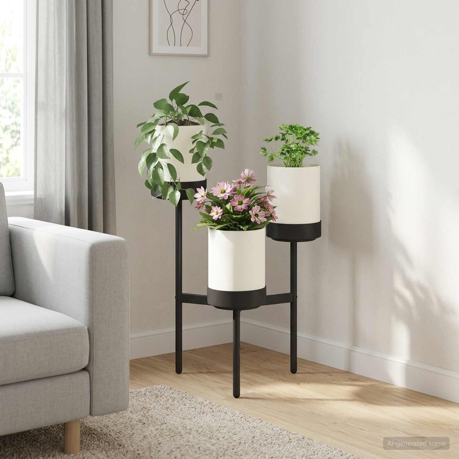 vidaXL Terrassendielen Blumenständer Weiß 54 x 49 x 81 cm PP und Stahl, BxL: je 49x54 cm, (1-St)