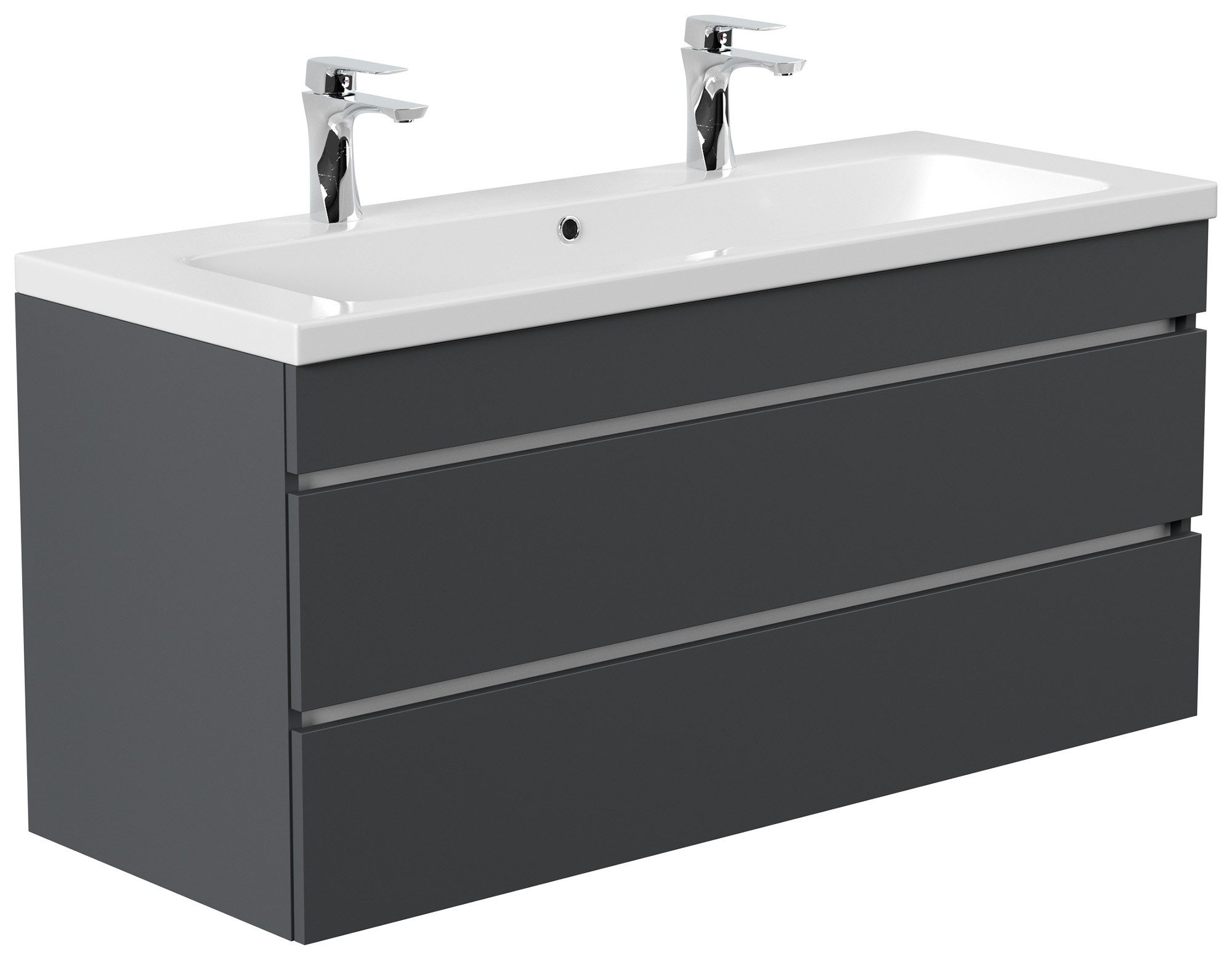 Magnolia Home Doppelwaschtisch Badmöbel Via 120 Doppelbadmöbel grafit mit grifflosen Schubladen