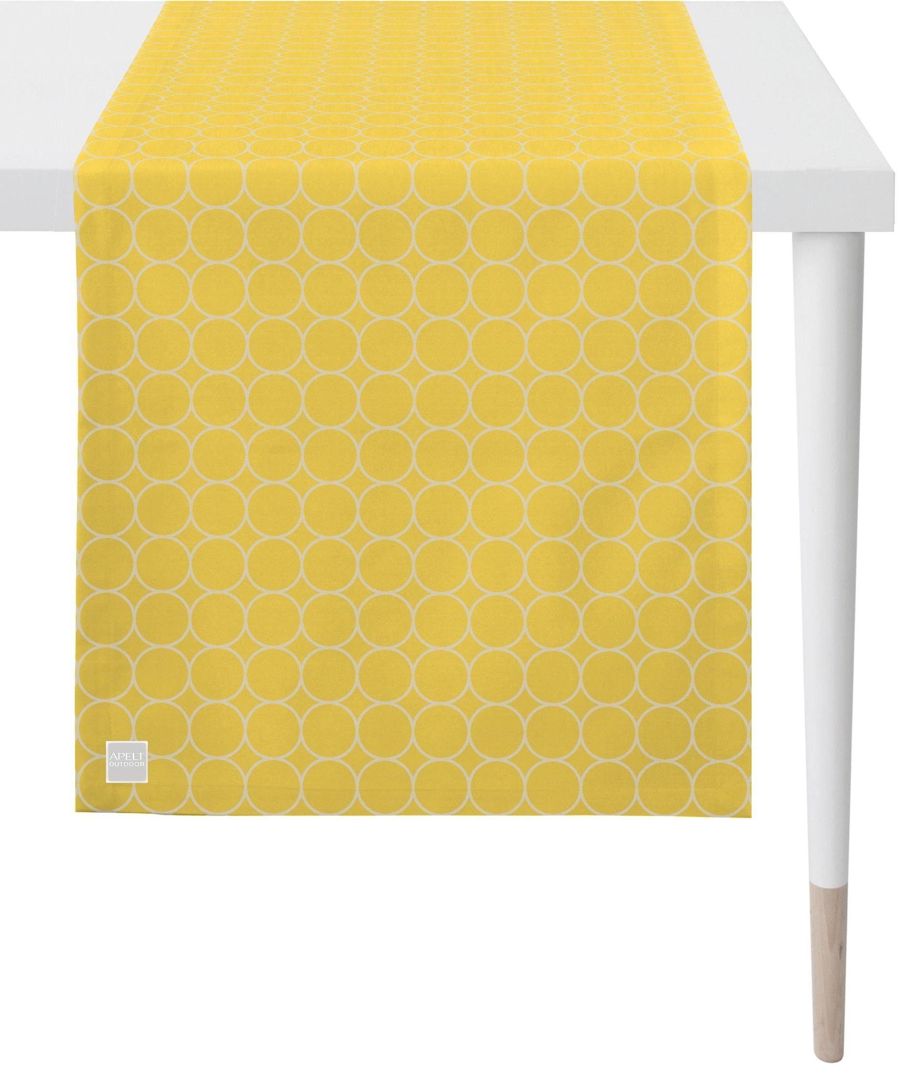 APELT Tischläufer 3973 Outdoor, (1-tlg), Jacquardgewebe Sommerdeko, Sommer gelb/weiß