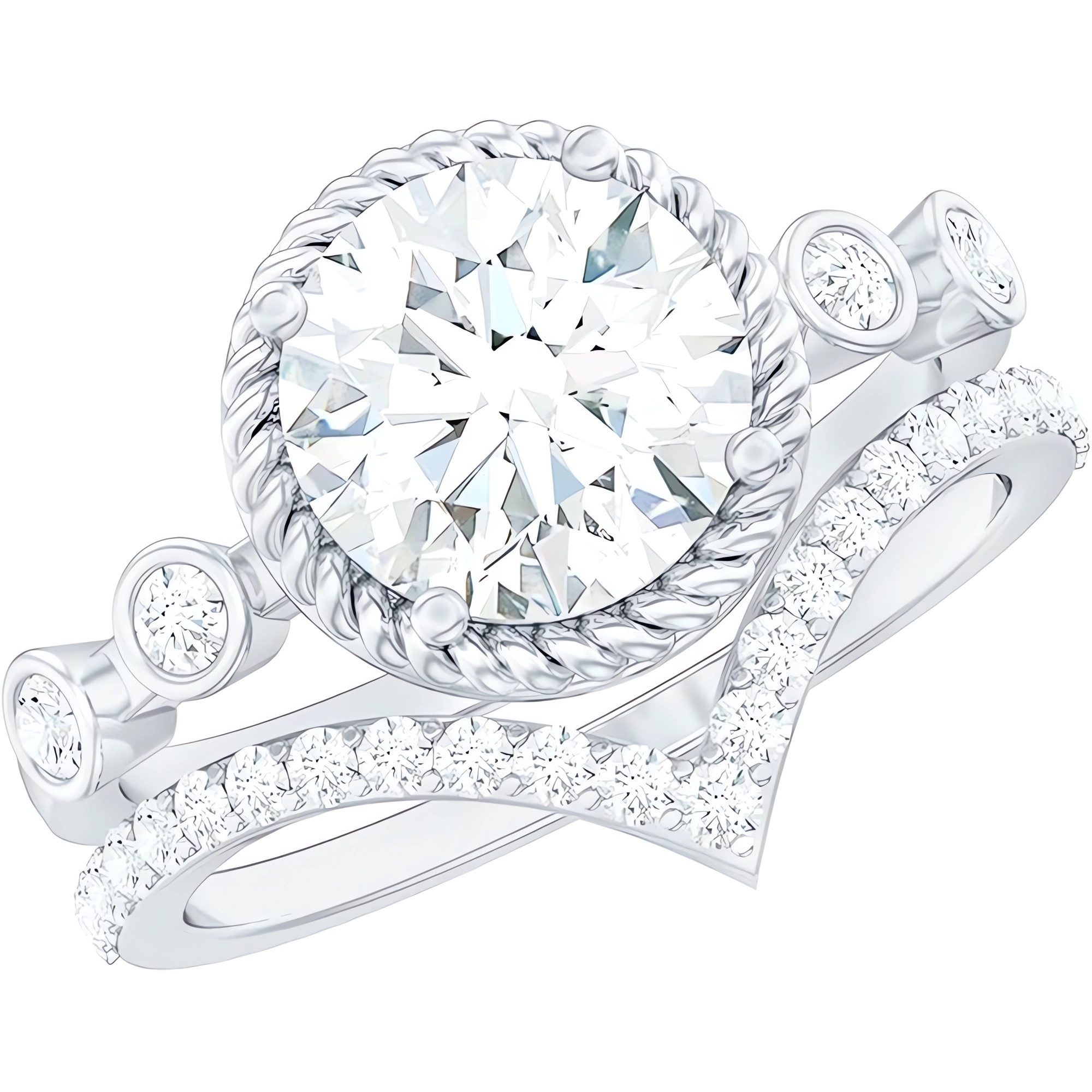 Jumpeak Diamantring Ring Set, Lab Grown Diamant Ring,2.5 Karat,Geschenk für Frau, Eheringe, E VVS2 3EX, IGI-Zertifikat, Verlobungsringe, Diamant Ring Damen, 14K
