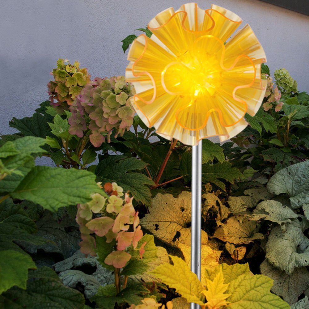LED Solarleuchte, Solarleuchte Blume orange Außenleuchte Blume