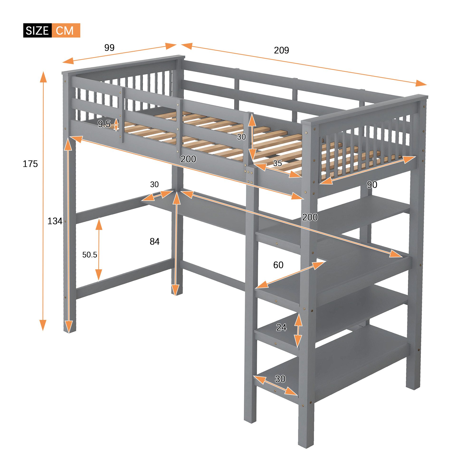 TavilaEcon Hochbett Kinderbett Holzbett mit Ablagefächern günstig online kaufen
