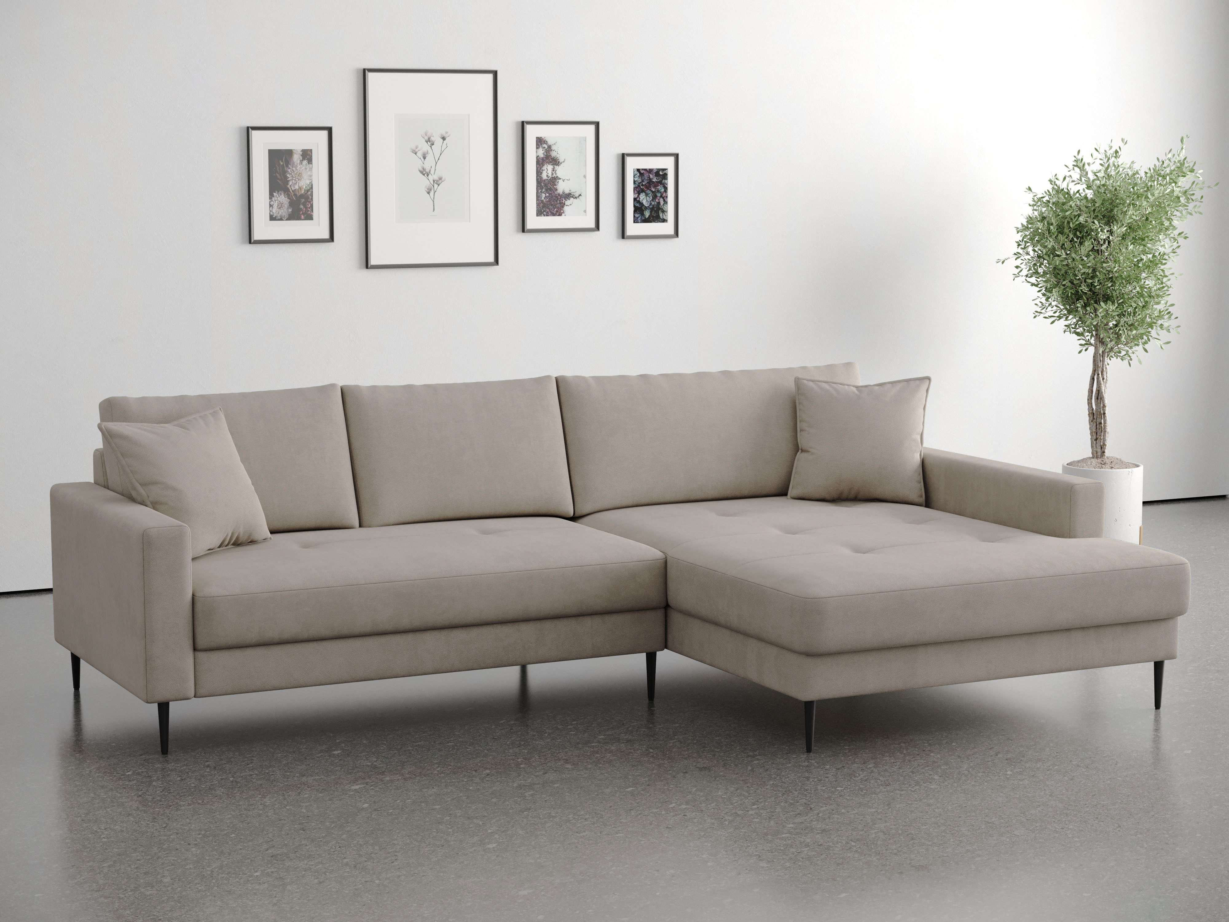 OTTO home Ecksofa Summer L-Form, B: 280cm, in Cord & Struktur, wahlweise mit Kopfstützen, schwarze Metallfüße