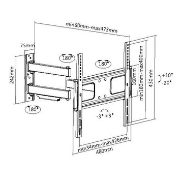 my wall H25-1L TV-Wandhalterung, (bis 55 Zoll, Packung, 1-teilig, Vollbeweglicher Wandhalter für LCD TV)