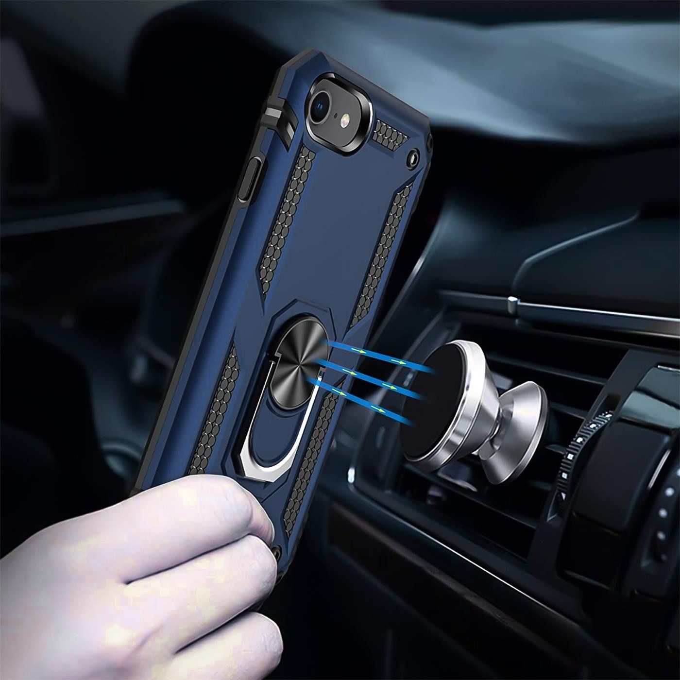 CoolGadget Handyhülle Armor Shield Case für iPhone SE 2020 2022, iPhone 7 / 8 4,7 Zoll, Outdoor Cover Magnet Ringhalterung Handy Hülle für iPhone SE 2. 3. Gen – Bild 4 von 5